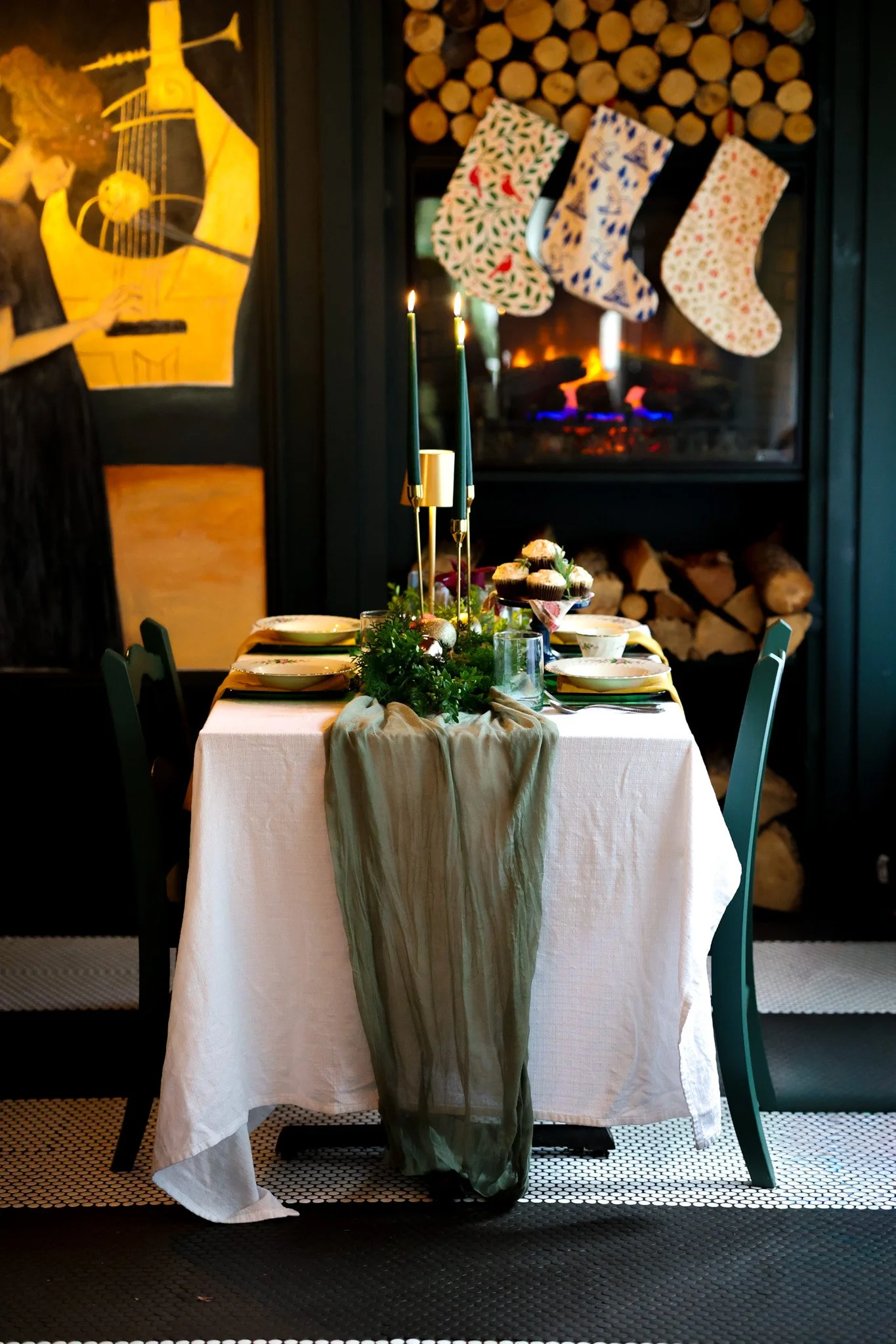 Elegant event space set for a reception with string lights and round tables, venue photography in Saratoga Springs, NY