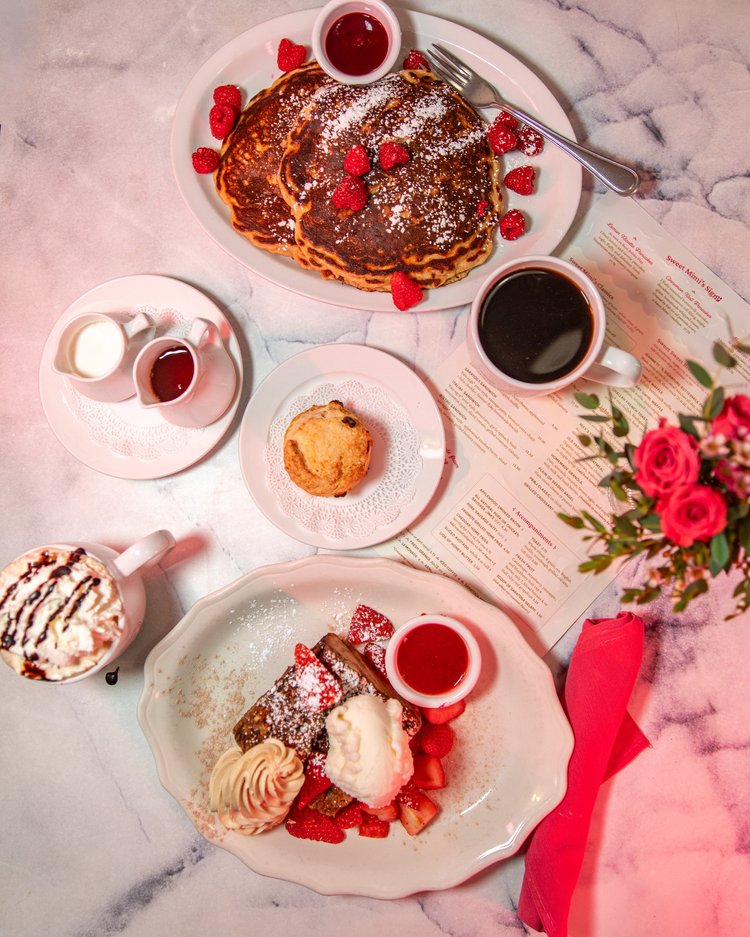 Brunch spread at Sweet Mimi's in Saratoga Springs, NY