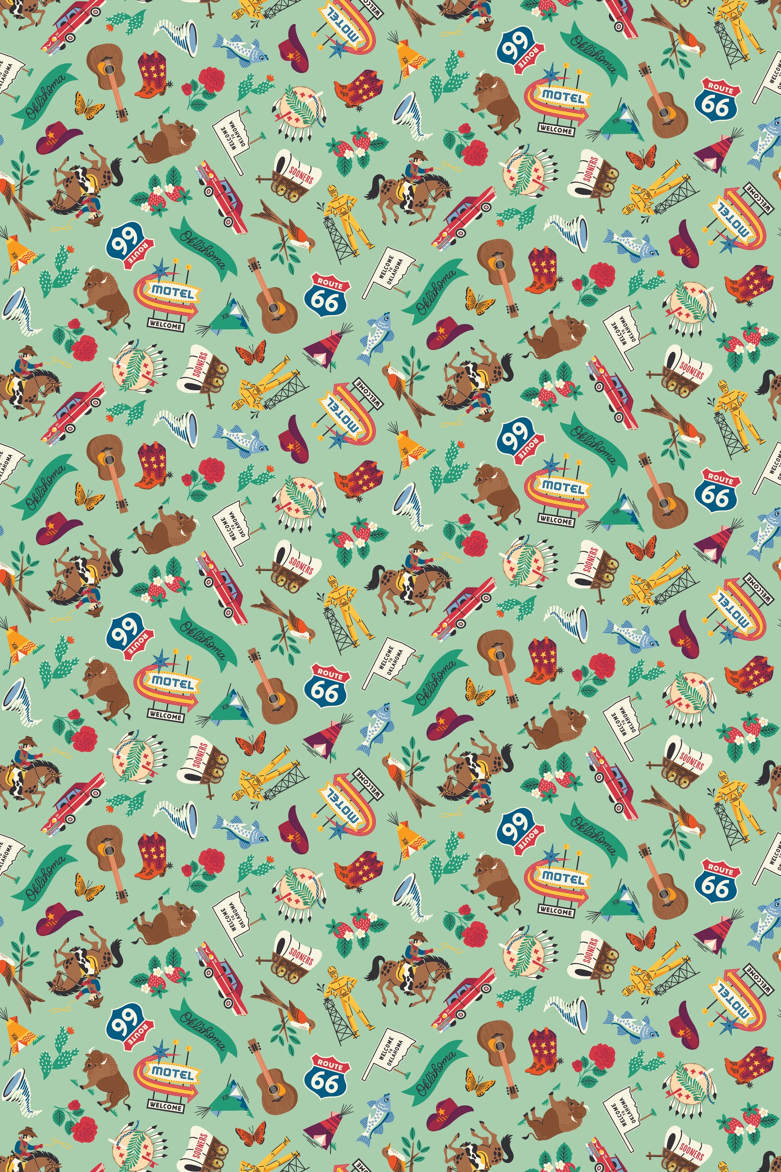 Tossed Oklahoma Icons in Mint