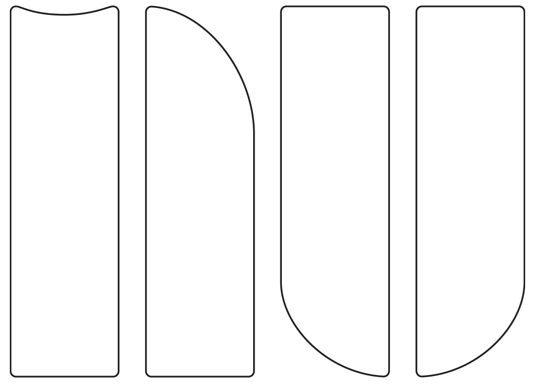 Abstract black and white geometric shapes forming the letters 'N' and 'U' on a white background.