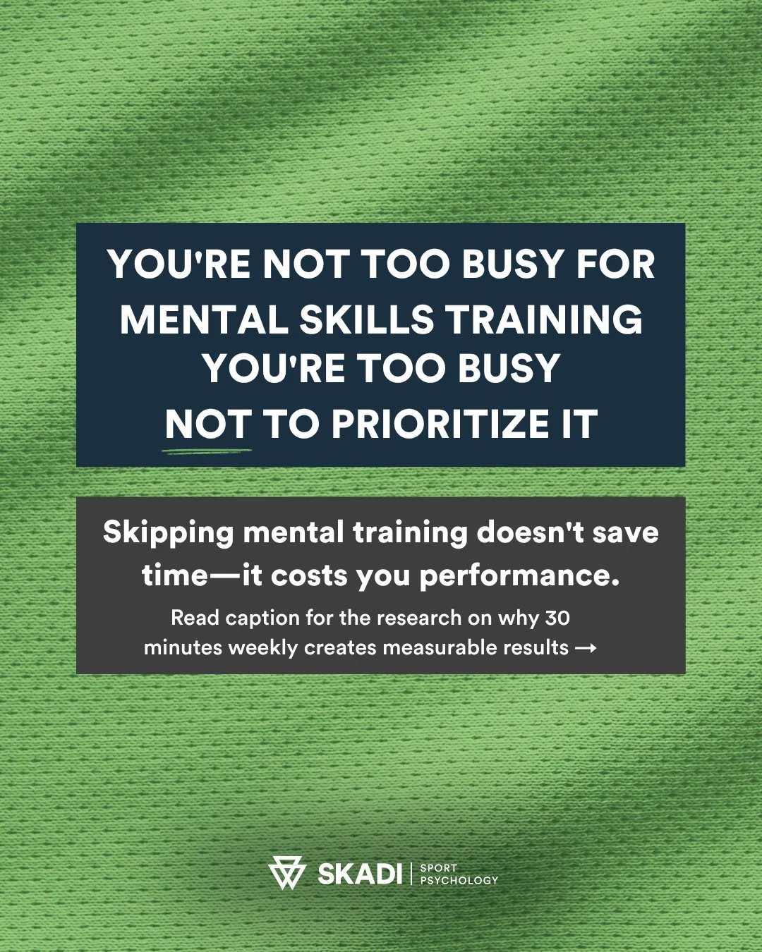 Athletes keep telling me they're too busy to work on mental skills. Here's why that rationale is backwards: 

You're training 10-15+ hours weekly, managing work/school, nutrition, recovery, relationships, life logistics. Adding ANOTHER thing feels im
