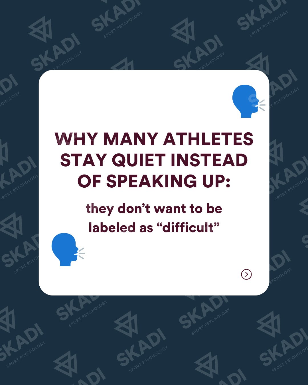 Far too many athletes would rather stay quiet than speak up and risk being labeled 'difficult.'

Thoughts are generally along the lines of: 
"If I speak up, will I lose playing time?" 
"What if coach thinks I'm ungrateful?" 
&quot