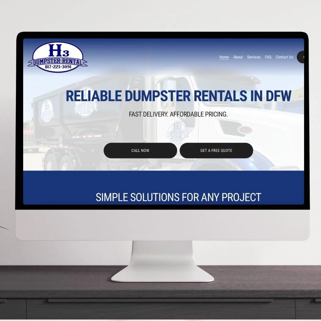 Website for H3 Dumpster Rental in Boyd Texas, created by Wise Marketing in Wise County, Tx.