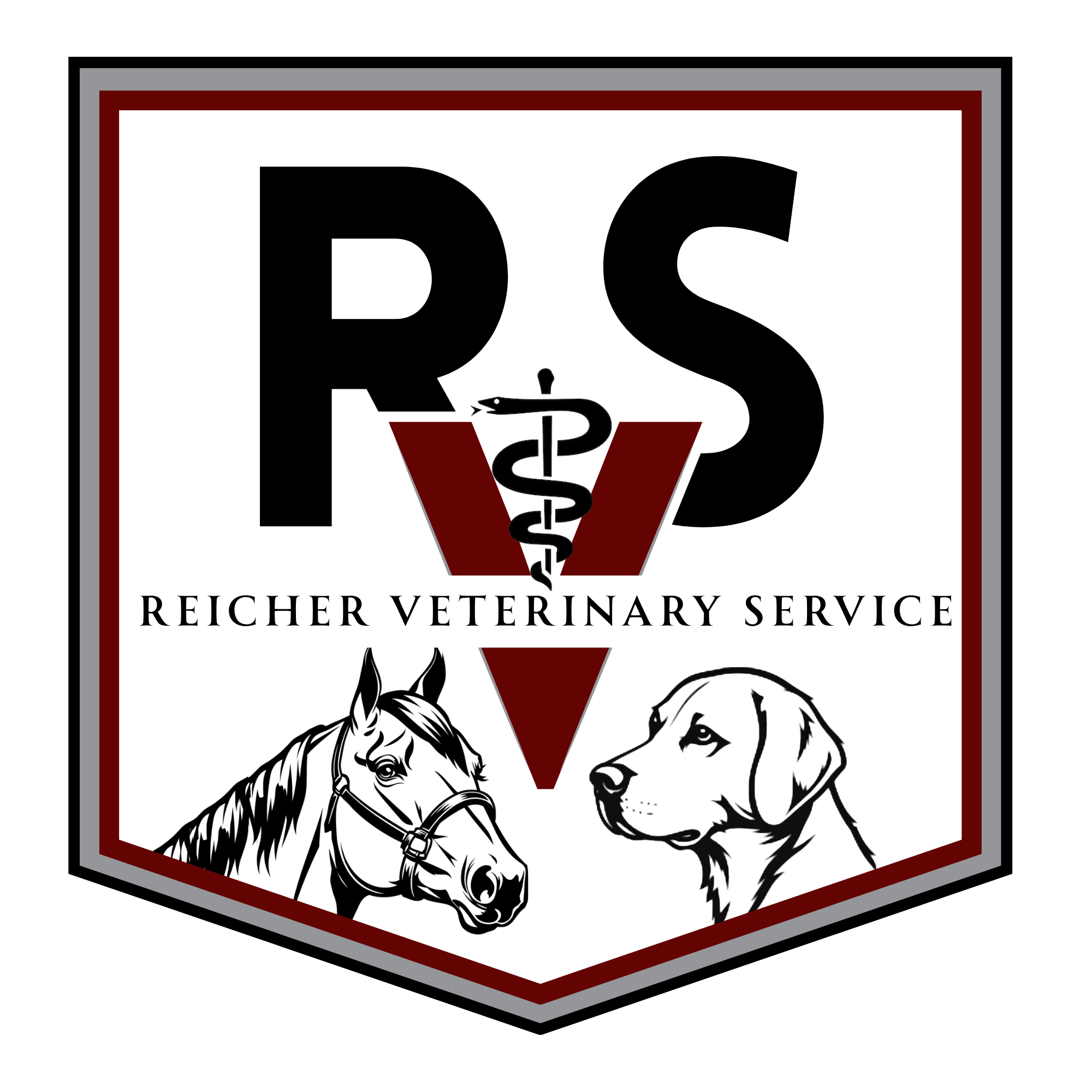 Logo of Reicher Veterinary Service, designed by Wise Marketing in Decatur, Tx.