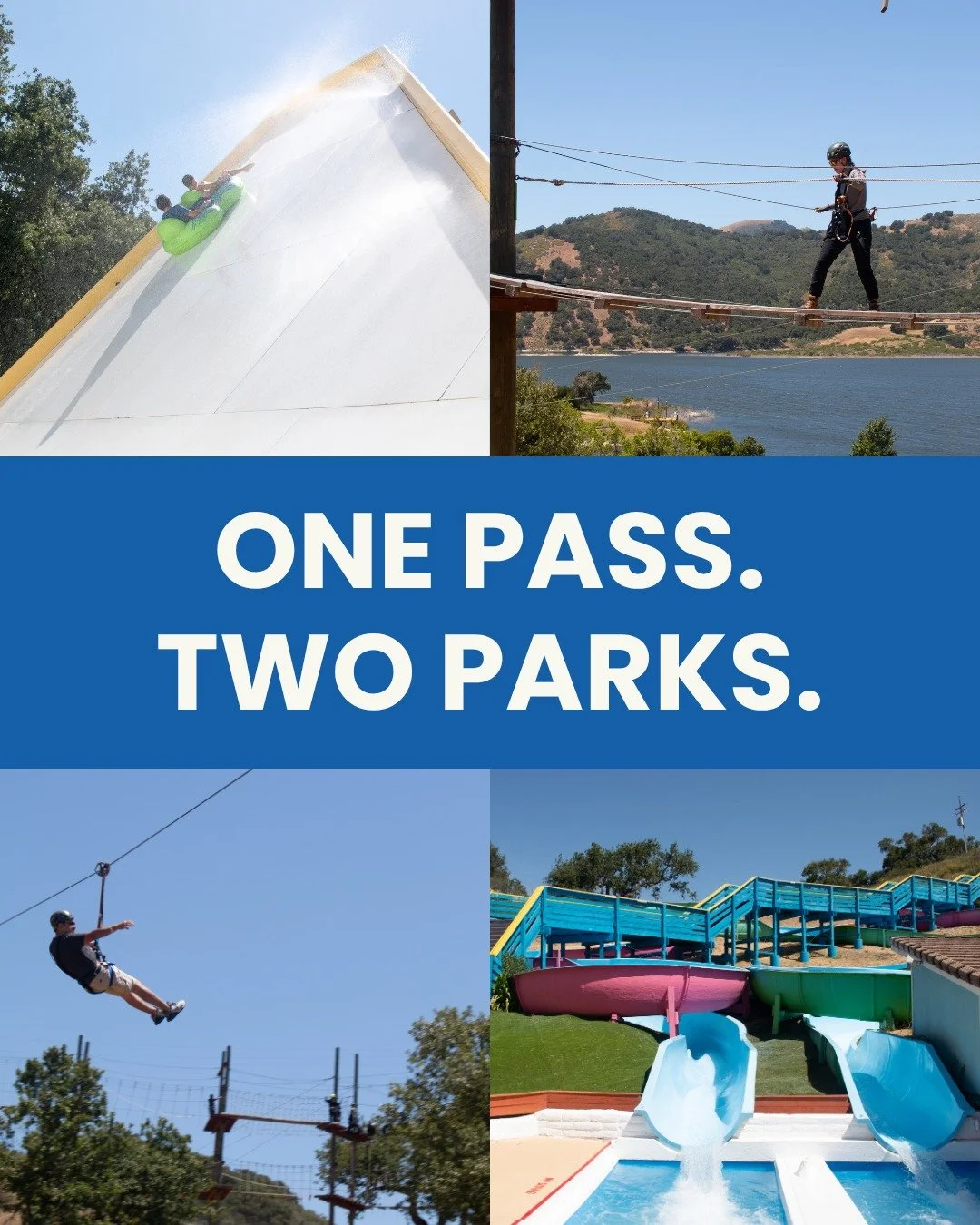 Double the fun while saving money this summer with a Park Hopper Pass to @mustangwaterpark &amp; @vistalagoadventures!😎 Book your passes online! Located next to each other at Lopez Lake. More information on our websites.

#lopezlake #centralcost #su