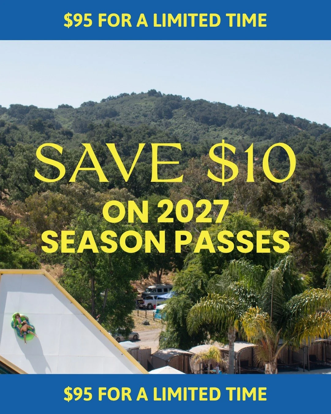 Lock in your 2027 Season Pass now to save $10! 🎟️ After 10/15/2026, the price will go up. So this is your sign to snag yours early &amp; get ready for another summer of slides &amp; sunshine at Mustang Waterpark! Buy them on our website today.

#slo
