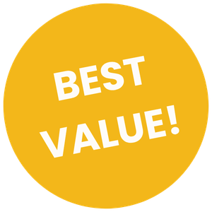 Yellow circular badge with white bold text that reads 'BEST VALUE!'.