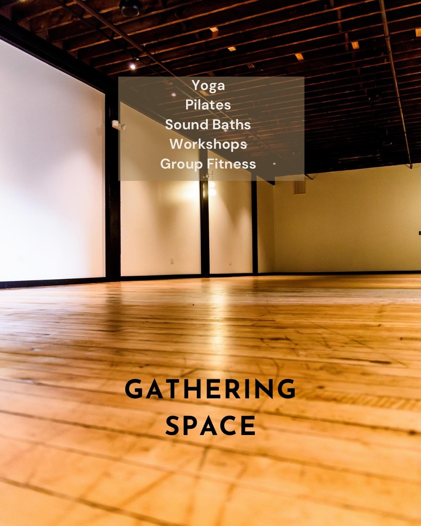 🌟 Introducing the Gathering Space 🌟

Step into our 1100 sqft studio of unobstructed beauty, featuring:

💫Restored 100-year-old original wood floors

🌟All the yoga props, blankets, and equipment you could need

✨ Adjustable lighting options to cre