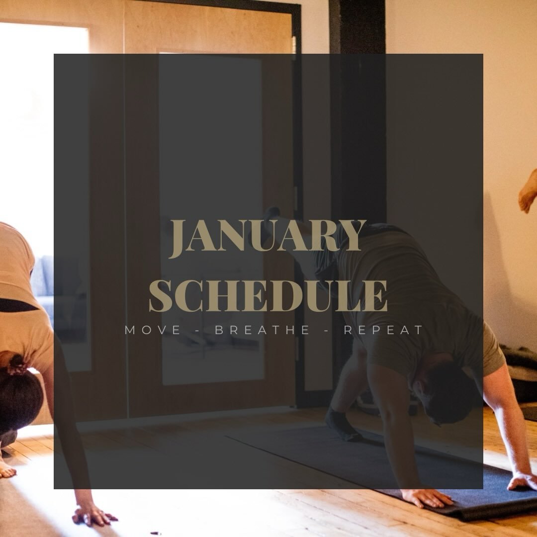 🎉JANUARY!! See the full weekly schedule of what&rsquo;s here for your to enjoy.  Move.  Breathe.  Repeat.  With lots of yoga in different styles, sound baths - and check our website for a great lineup of special events too.  What are you most excite