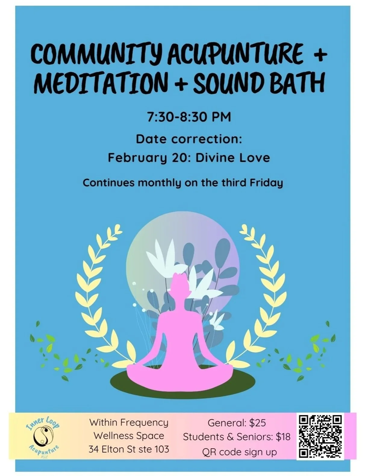 Community Acupuncture + Meditation + Sound Bath w/Mackenna