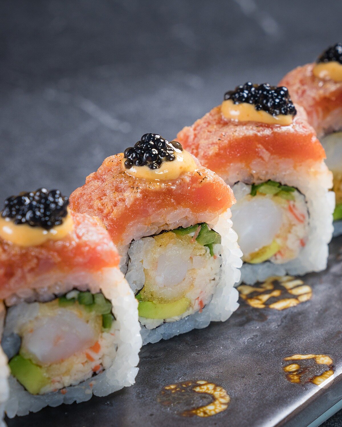 Try our signature &quot;Panorama&quot; sushi roll - combination of shrimp tempura, crab meat, and spicy seared tuna topped with spicy mayo, eel sauce, and caviar.