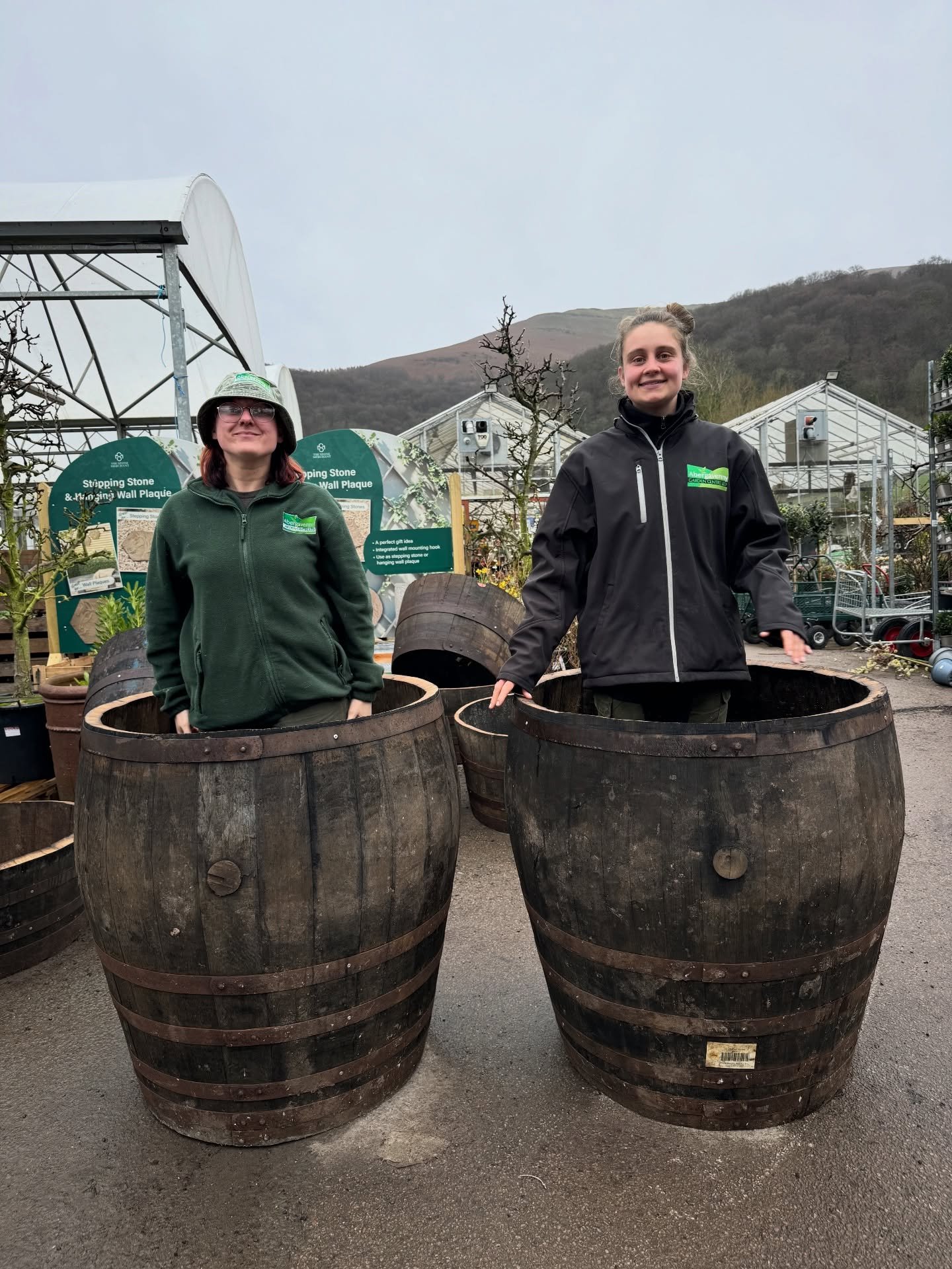The whisky barrel sisters !?! 😜 @whiskybarrelbrothers  have been in and stocked the garden centre ready for the weekend