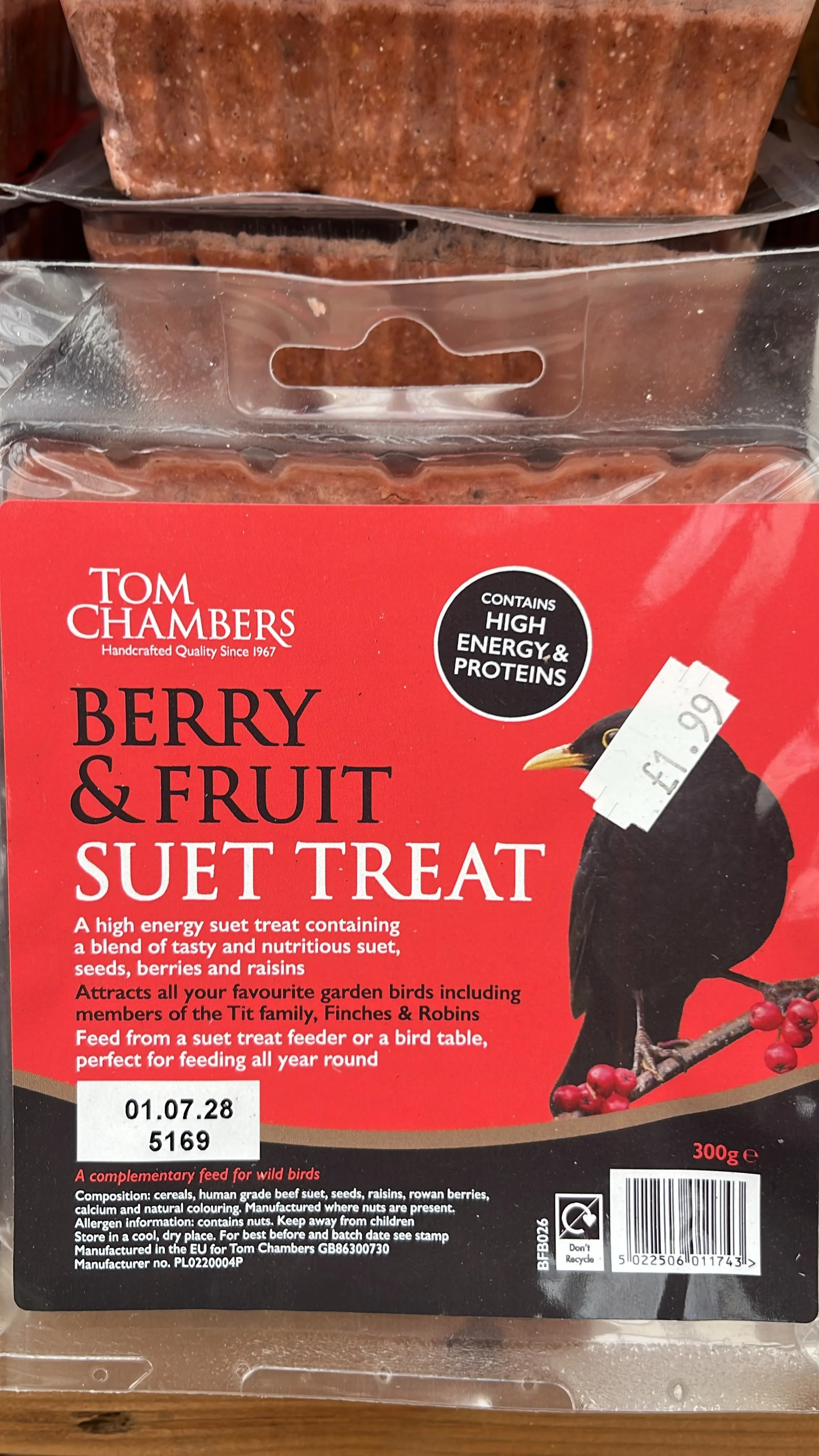 Tom Chambers Berry and Fruit Suet Treat