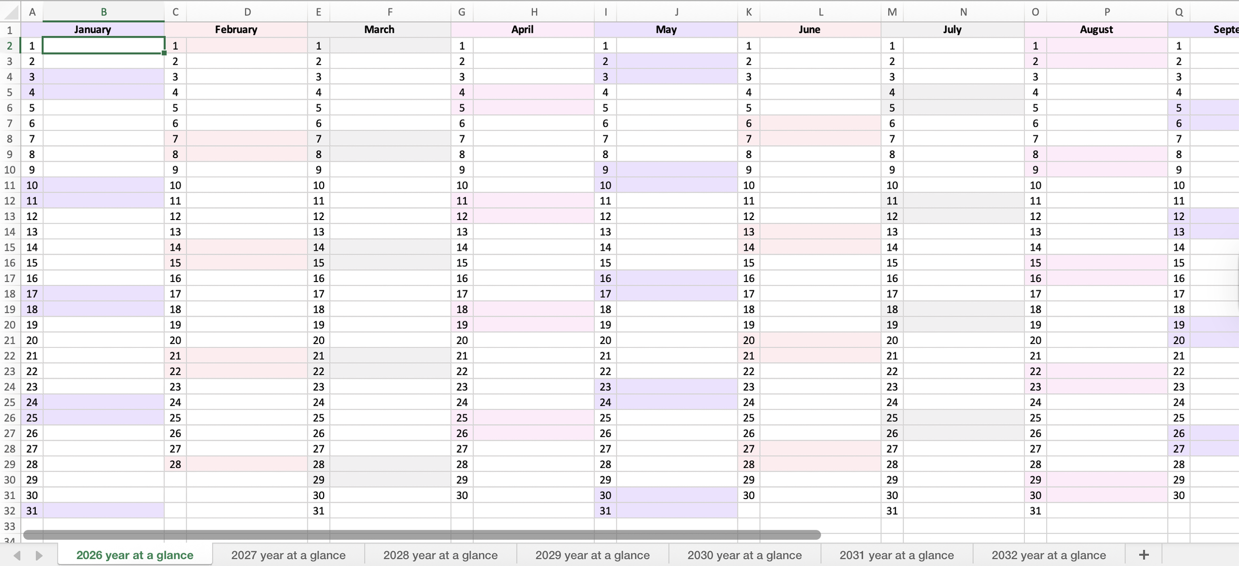 Year At A Glance 2026