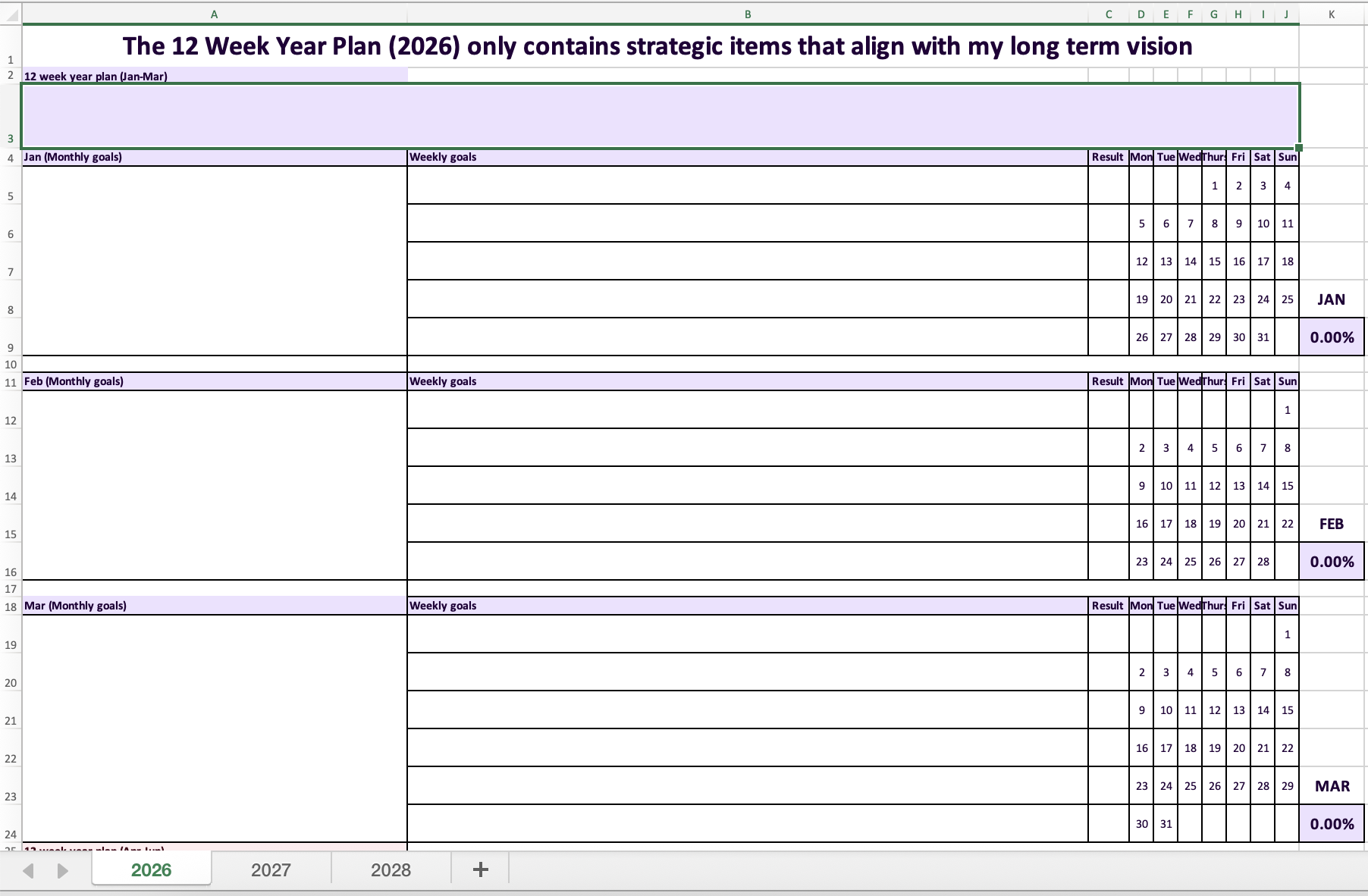 12 Week Year Plan (January–March 2026)