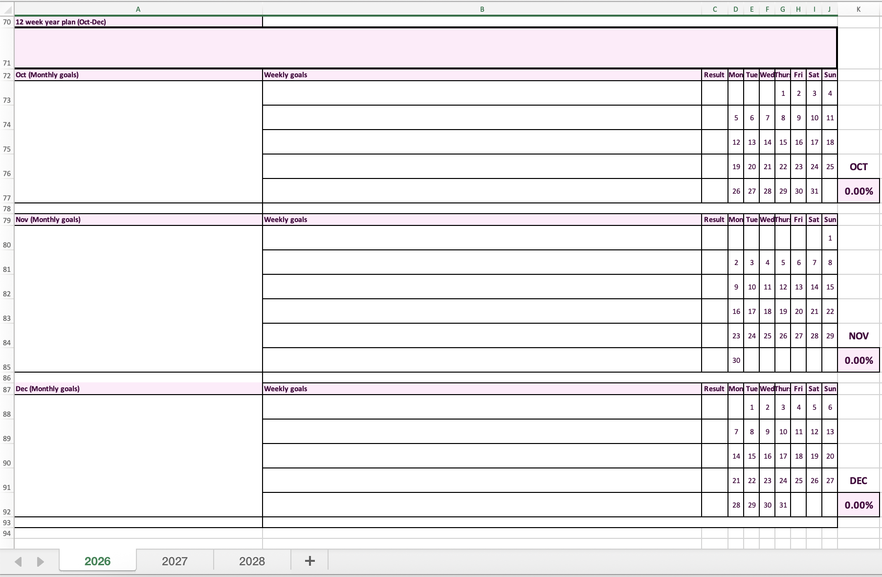 12 Week Year Plan (October–December 2026)