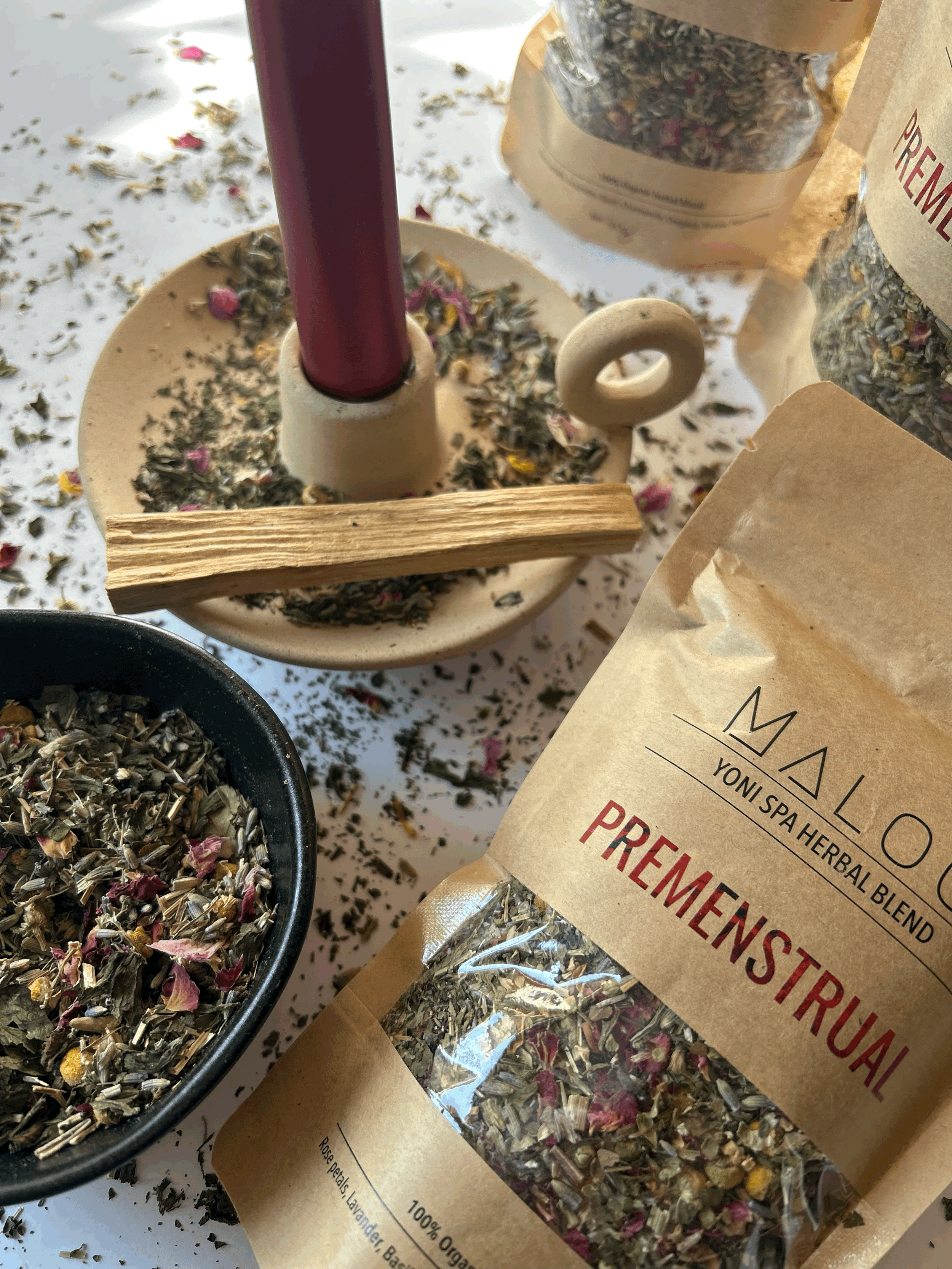 "Organic herbal blend for Yoni steaming and postpartum healing. Menstrual and after pregnancy care with natural vaginal steaming herbs