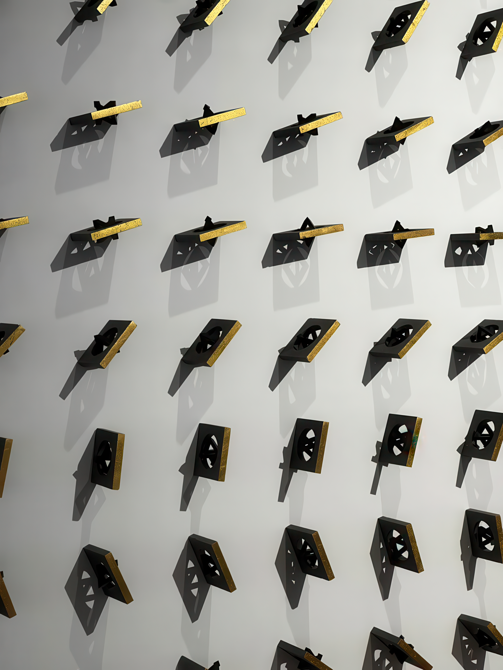Where Are You From? — Selected by ADMAF for Proximities at Seoul Museum of Art (SeMA). Detail of geometric lava stone and 22k gold elements by Tarek Elkassouf. طارق القاصوف — 서울시립미술관