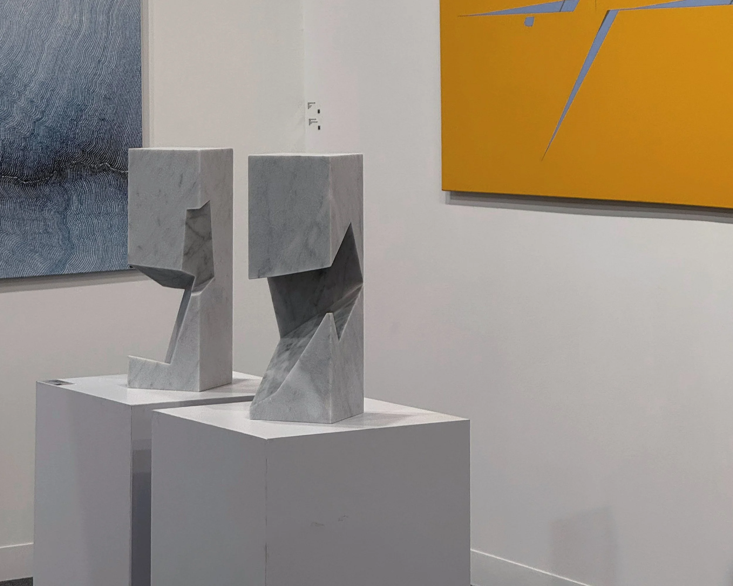 Questions series: Fine art Carrara marble sculptures by Tarek Elkassouf طارق القاصوف exhibited at Art Abu Dhabi.