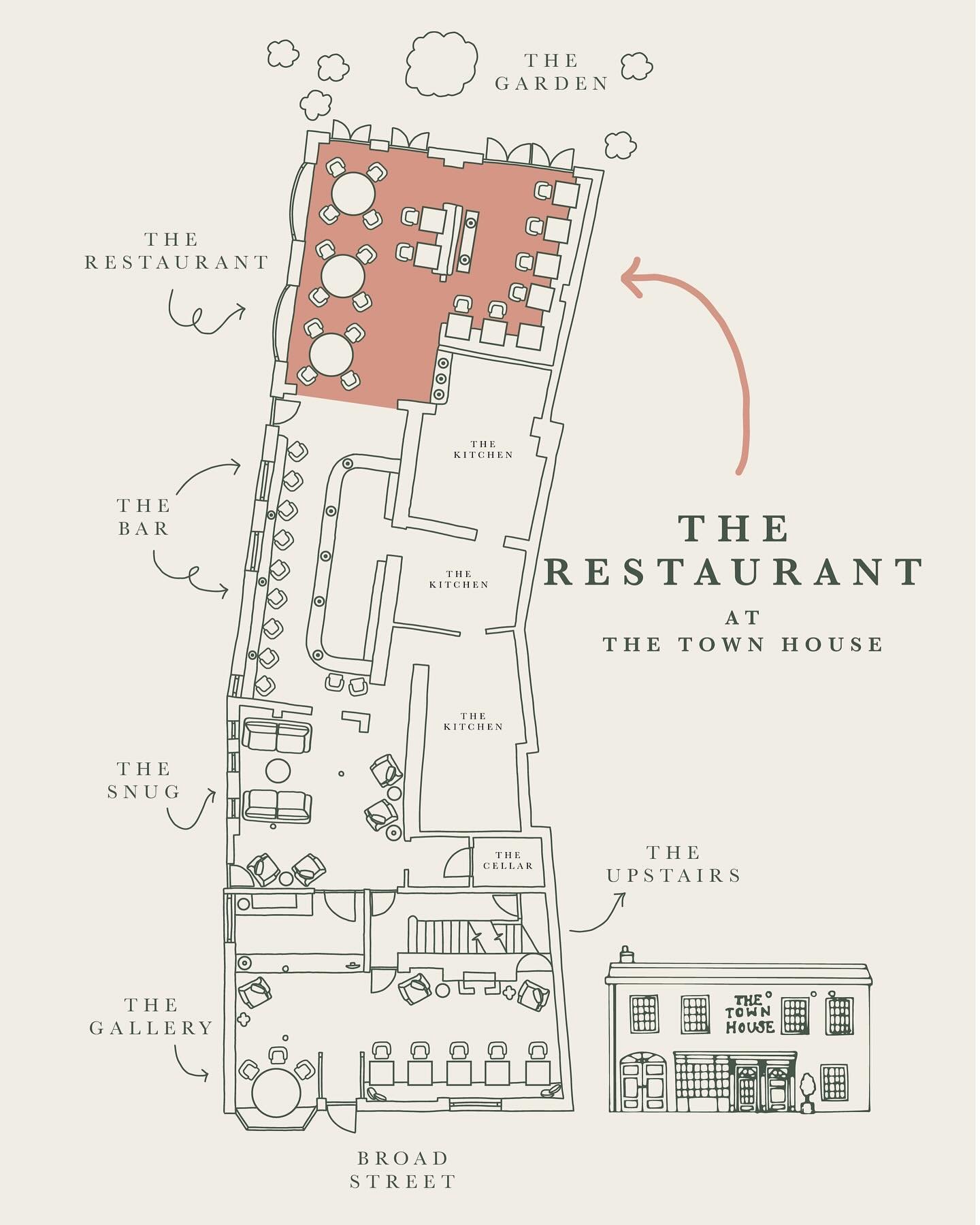The Restaurant 🤍

Located at the back of our house, with doors that open out into our garden. SO much natural light &amp; designed with comfort in mind 🐩

Serving: 
Breakfast 9:30-11am ☕️
Lunch 12pm-2:30pm 🍴
Supper 6pm-9pm 🍽️
&amp; Sunday Lunch 1