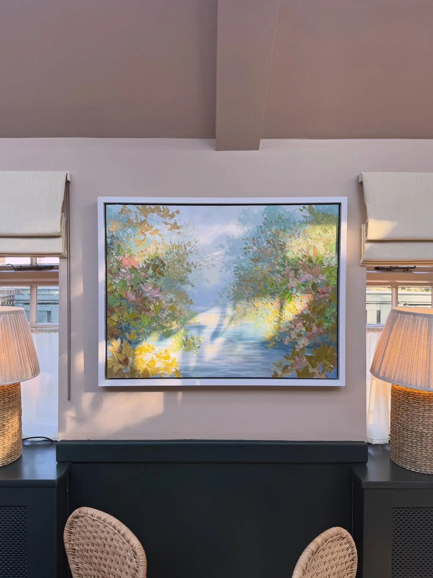 We&rsquo;re a little obsessed with this latest @paultreasurepaintings 👀

The colours, the texture, the movement &amp; the calm it brings to this corner of our house 🤍

Our entire carefully curated &amp; rotating collection of art throughout the hou