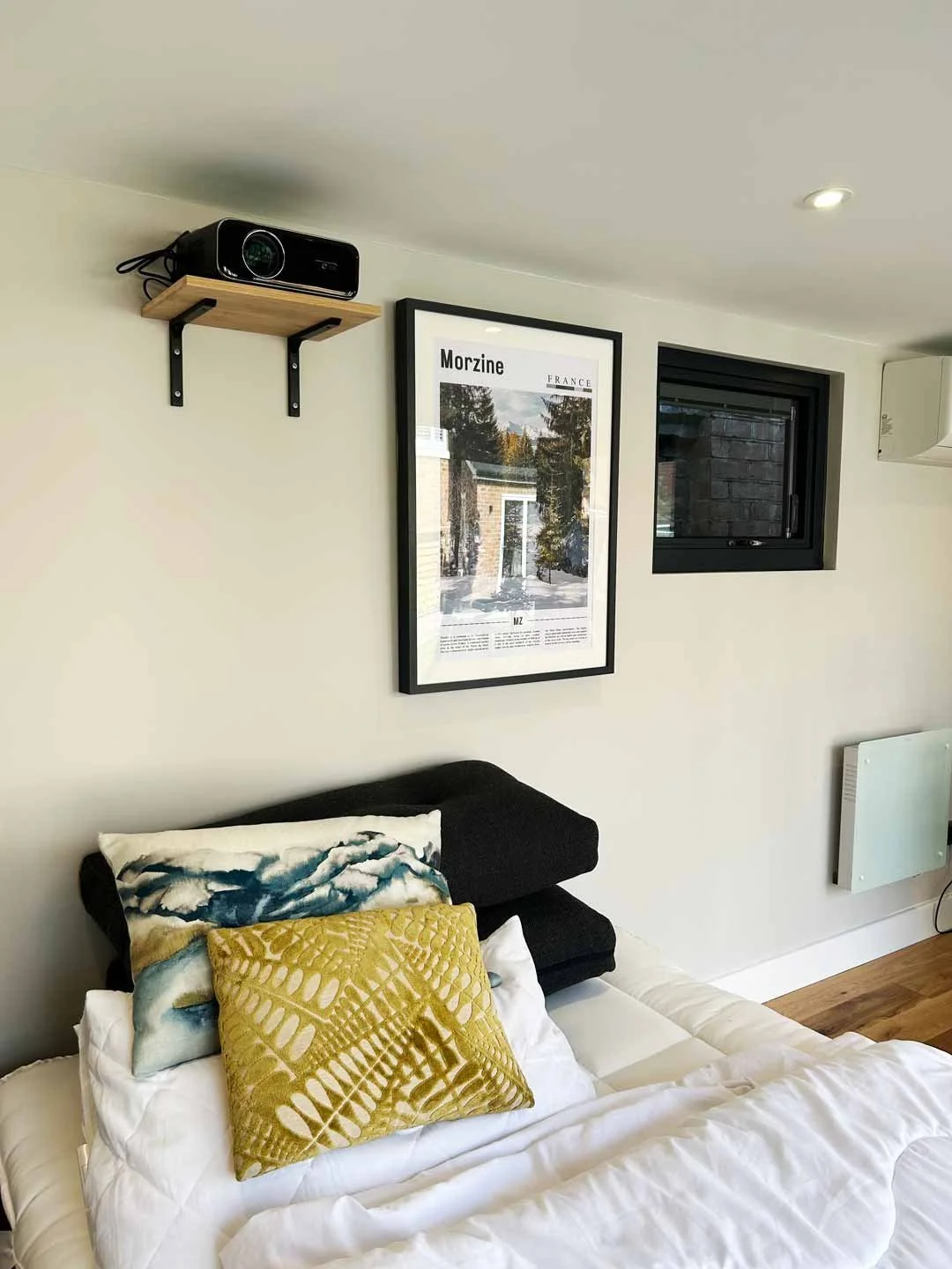 Garden Room Guest House Interior with Projector and Home Cinema System