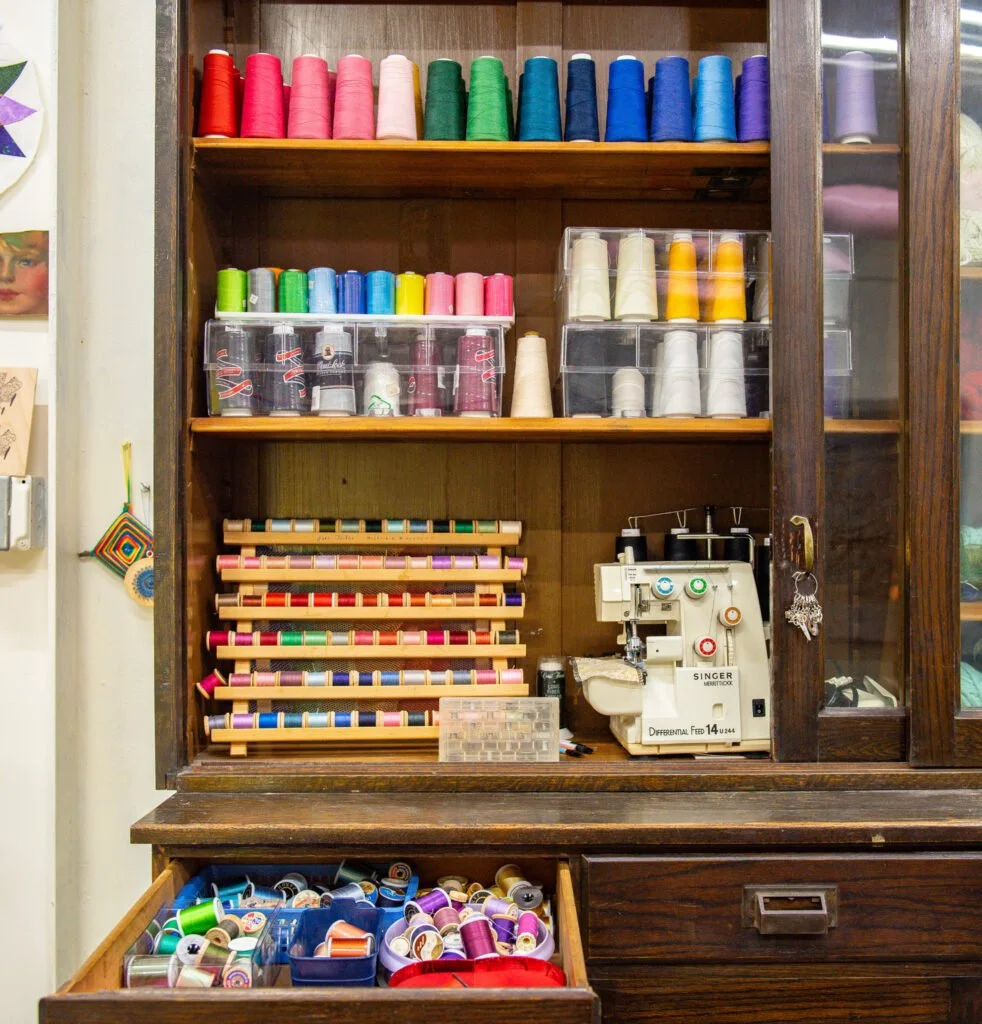 Details photo of the GUILD free space showing off sewing supplies