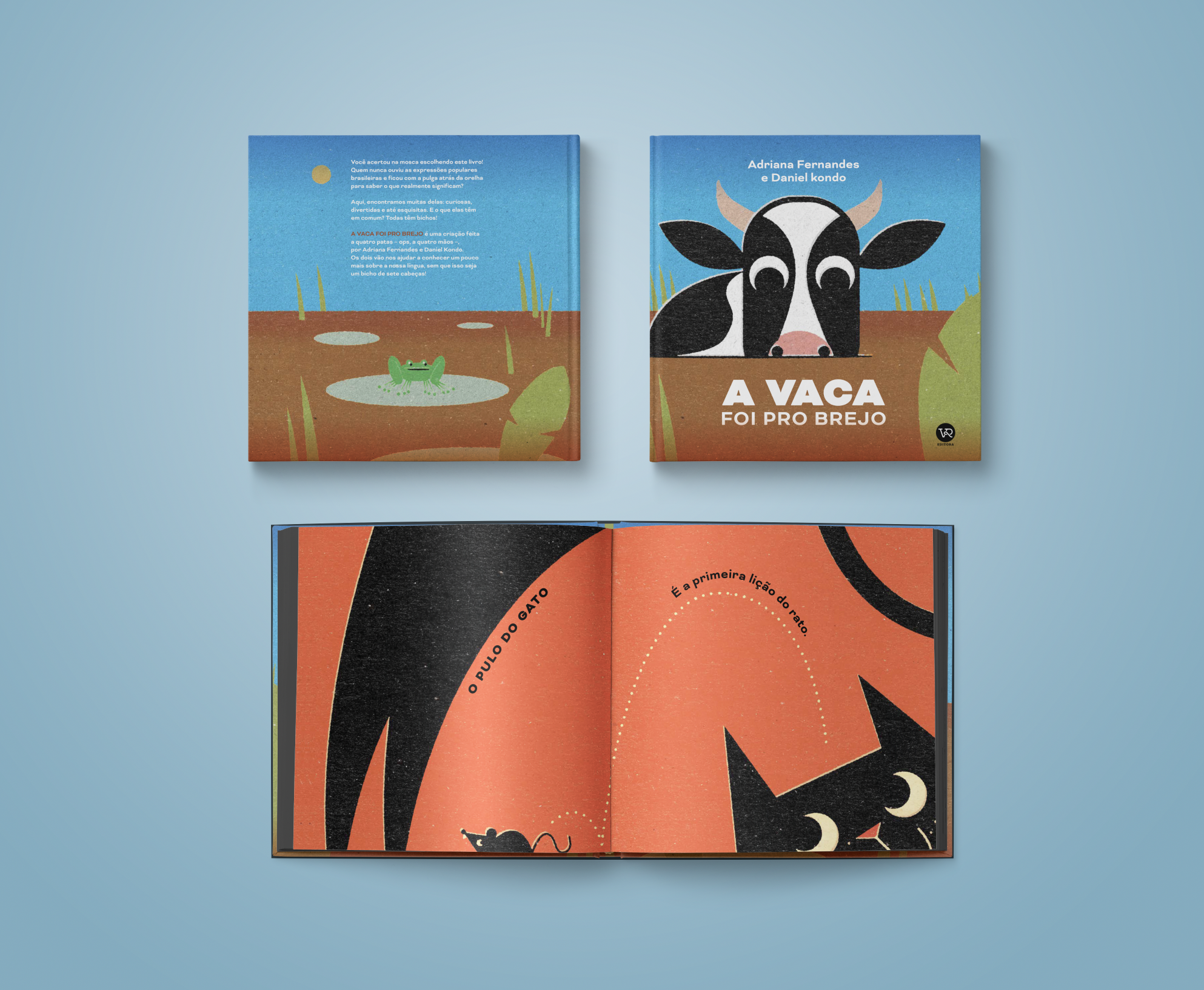 Página dupla de A vaca foi pro brejo ilustrada por Daniel Kondo