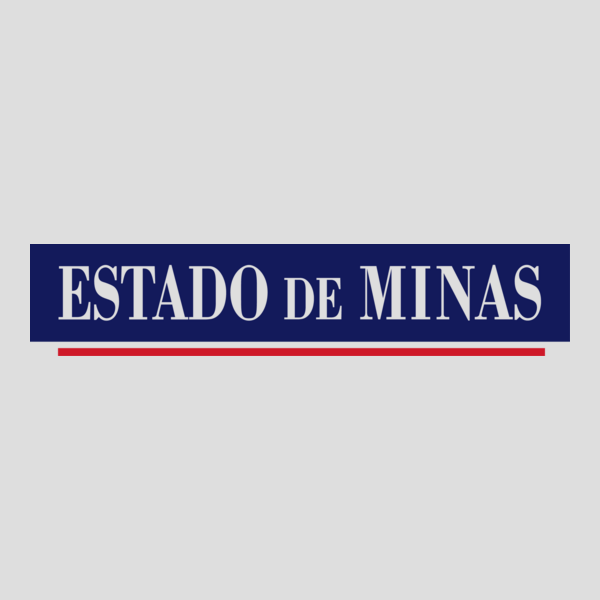 Logotipo do Estado de Minas em fundo cinza