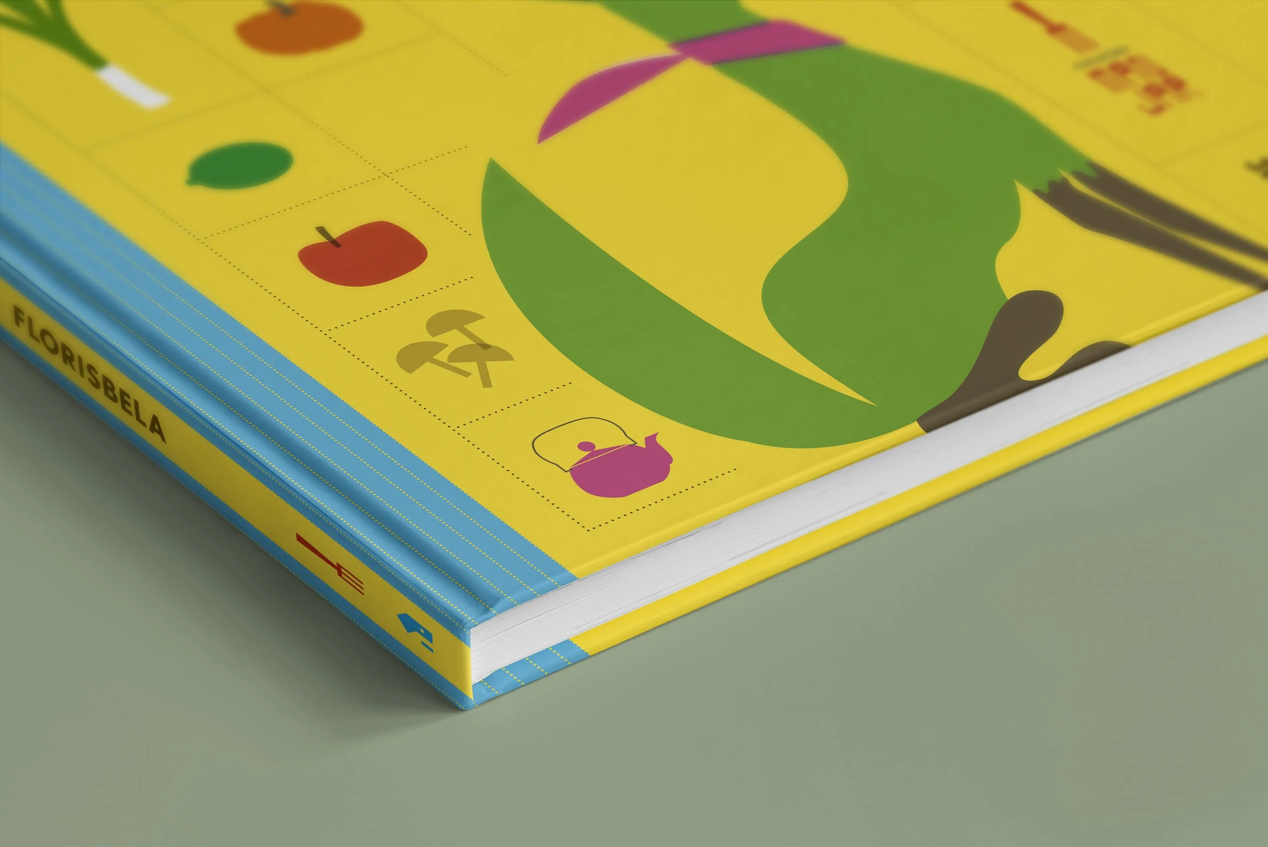 Detalhe da capa e lombada do livro Florisbela de Bela Gil e Daniel Kondo