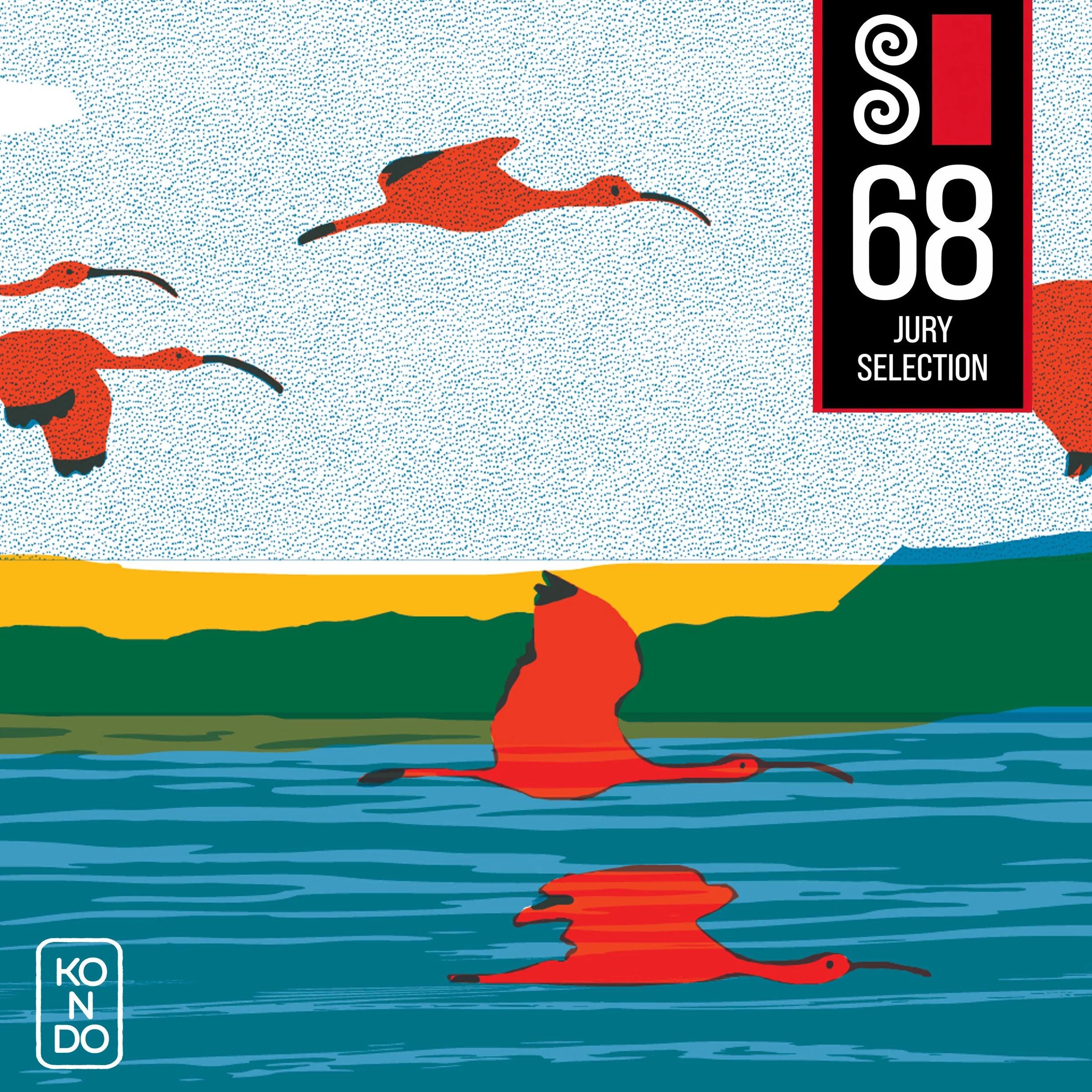 Red birds flying over a river in Refloresta, Society of Illustrators Annual 68 Jury Selection