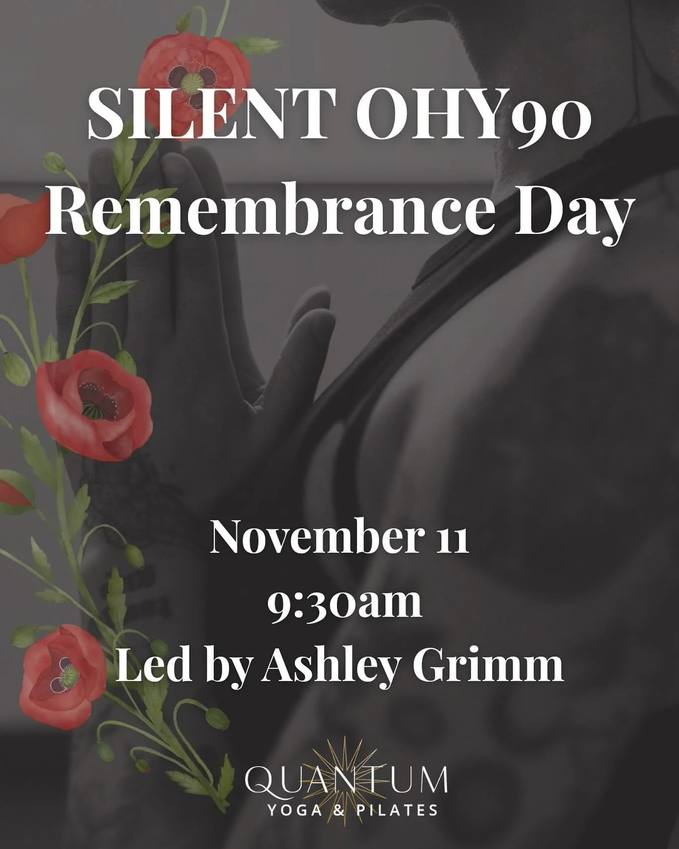Silent 90 – Remembrance Day Practice
Monday, Nov 11 · 9:30 AM · Downtown Hot Studio
Included in your membership
A quiet space to move, breathe, and remember.
At 11:00 AM we’ll pause together for five minutes of silence &mdas