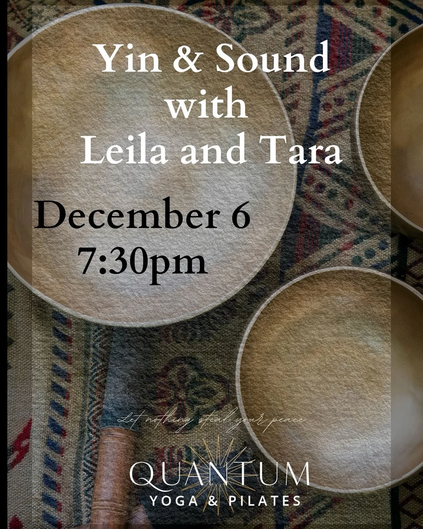 Take a pause from the season&rsquo;s rush and sink into stillness.
Gentle yin postures guided by Leila meet Tara&rsquo;s live soundscape of crystal bowls and soothing tones.
Slow Down. Breathe Deep. Let Go.
$35 | Pre-Registration Required
Downtown St
