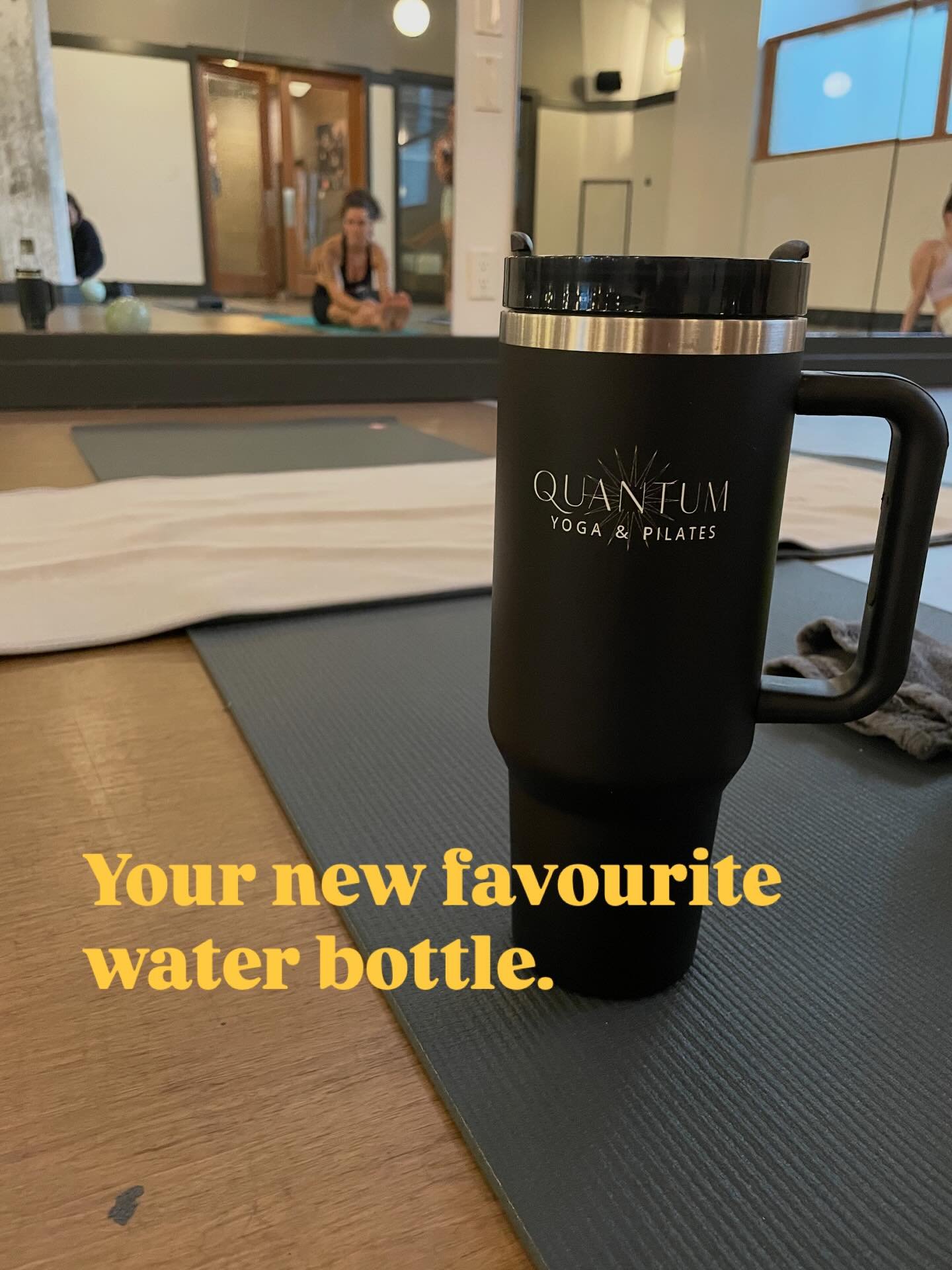 Meet your new studio essential.

Our Quantum water bottles are sleek, durable, and designed to keep up with every sweaty flow, reformer class, and everything in between.

Stay hydrated, stay present.

Available now at Downtown Hot + The Hub. 
And onl