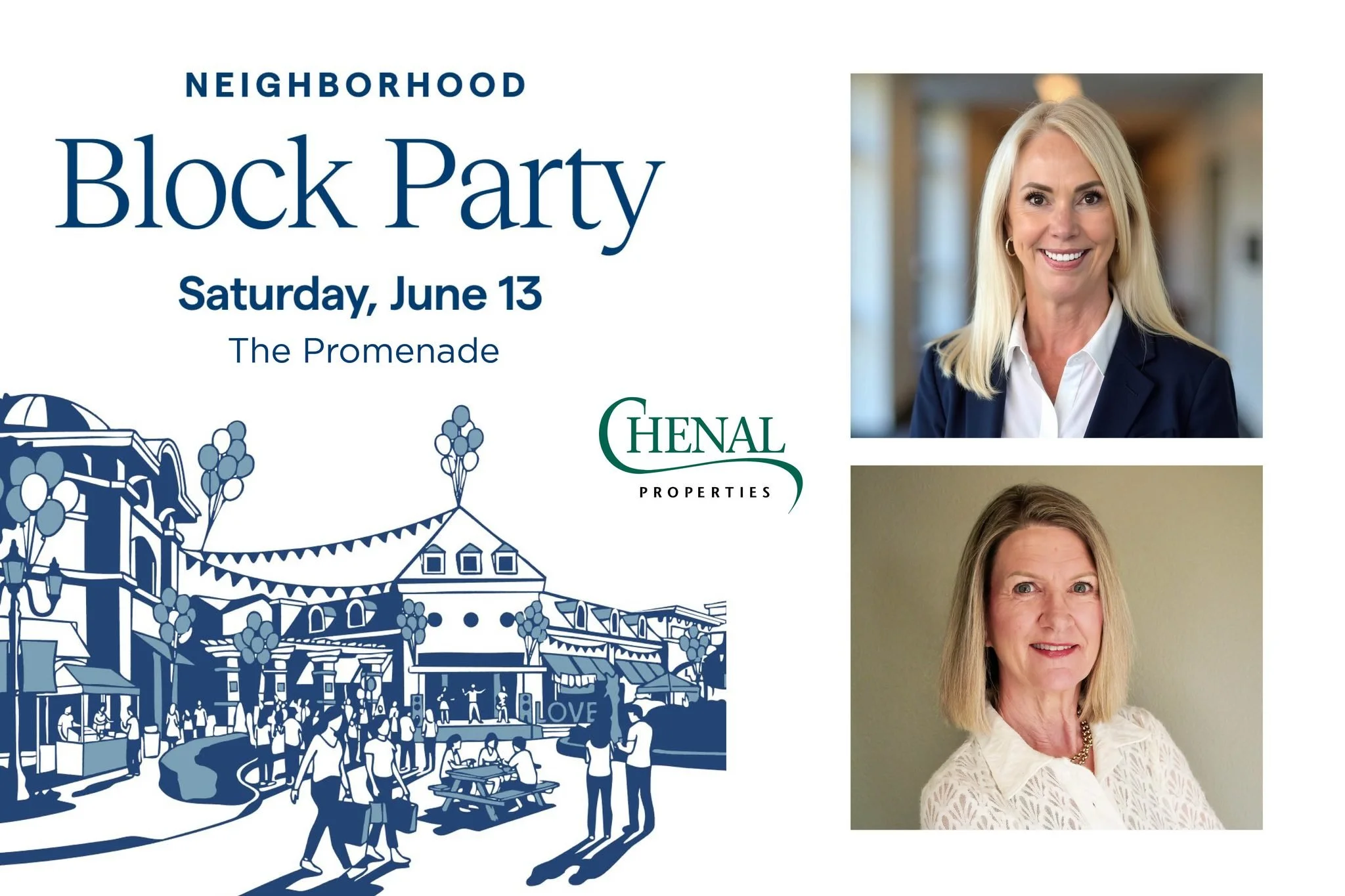 We're excited to be part of the Promenade Block Party on Saturday, June 13 from 11am &ndash; 1pm on Main Street at The Promenade at Chenal! Stop by and meet Michelle Sanders and Leslie Morris - Realtor, your Realtors of the Neighborhood. Plus, Meteor