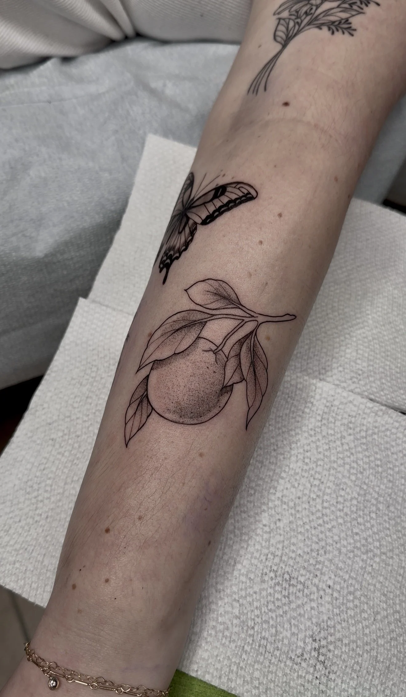 Peach , forearm· 1 session · [fineline] [palmsized]