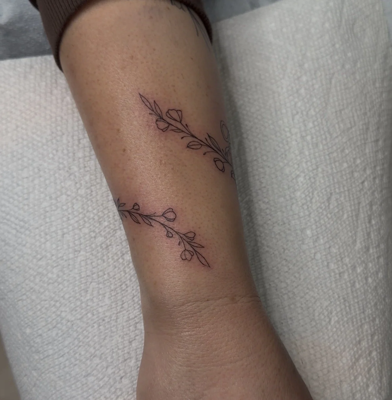 wrapped vine , forearm · 1 session · [fineline] [palmsized]