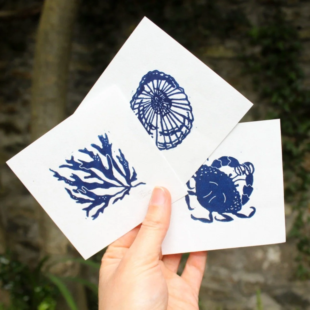 I&rsquo;m selling at the amazing @westportmakersmarket today. You&rsquo;ll find my newest mini prints as well as loads of other talented makers. Pop in for a visit - we&rsquo;re open until 4pm. #linoprint #madeinireland☘️ #linocarving #peopleofprint 