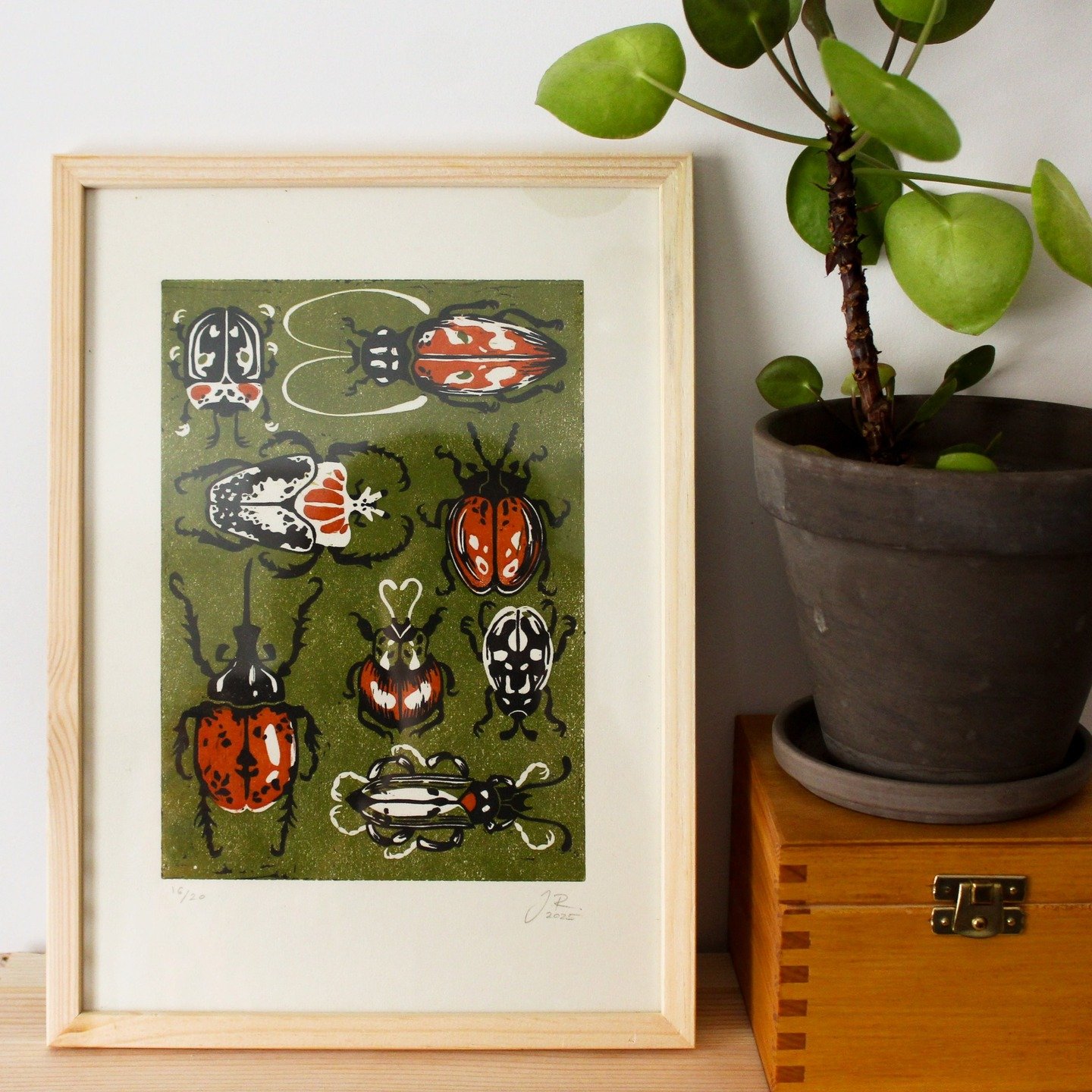 My beetle print was my first multi-layer linocut I've ever made. It took me a while to wrap my head around the different layers but I definitely want to try out some new designs as well as new colour combinations this year.
.
.
.
.
.
#printmaker #lin