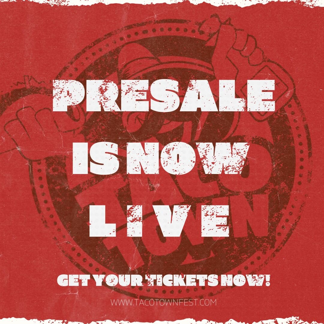 🚨TACO TOWN PRESALE IS NOW LIVE🚨 

PREPARE YOURSELF FOR THE UK'S BIGGEST FIESTA 🎉

🍹50 TYPES OF TEQUILA 
🌮30+ TACOS
🌯INCREDIBLE STREET FOOD
🍸WORLD CLASS COCKTAILS 
🎶MARIACHI BANDS &amp; DJS ALL DAY LONG 

👇GRAB YOUR TICKETS NOW! 👇

🎟️ - www