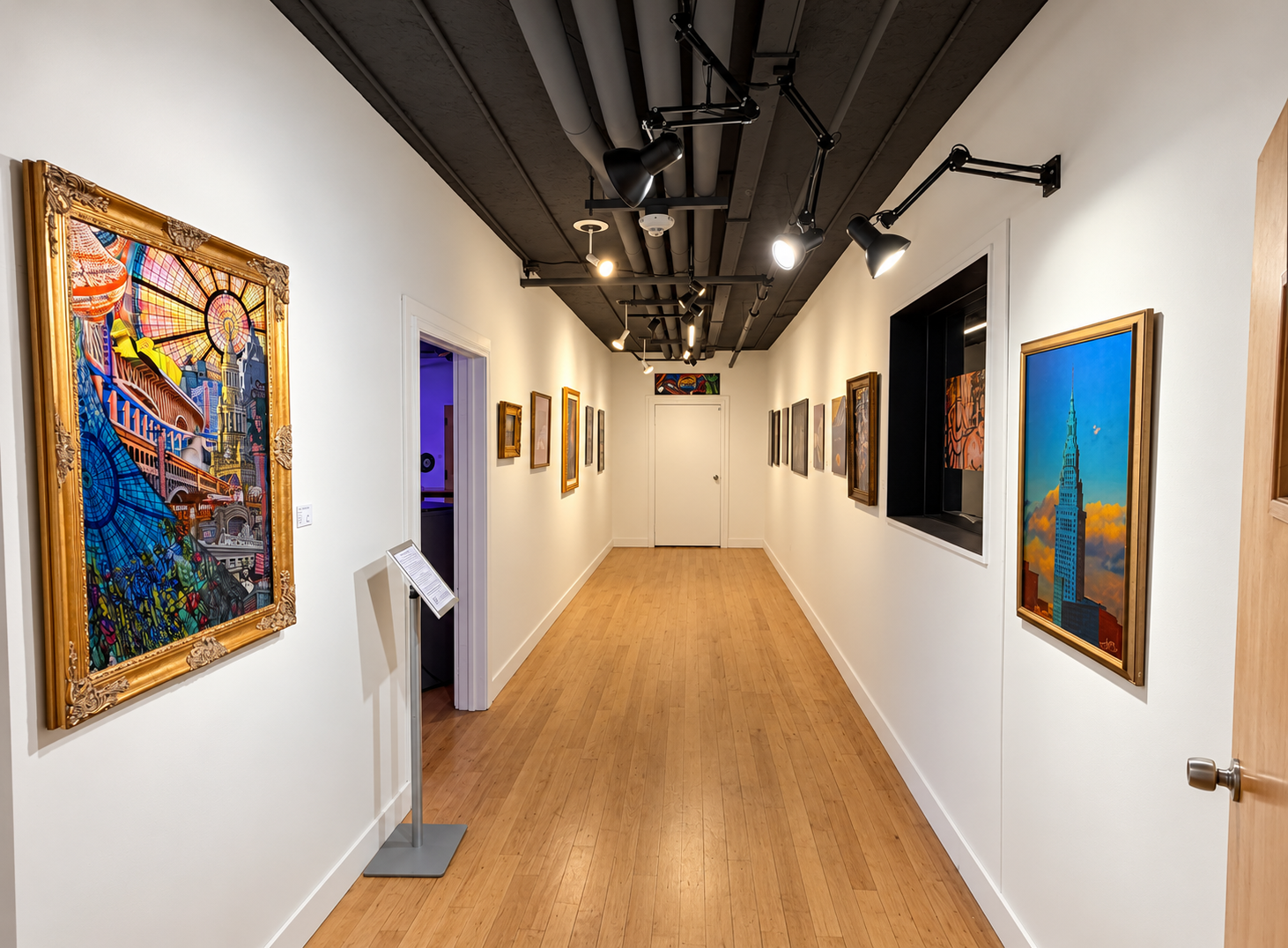 Gallery Hall, a more traditional exhibition corridor connecting the different spaces within the studio and gallery.