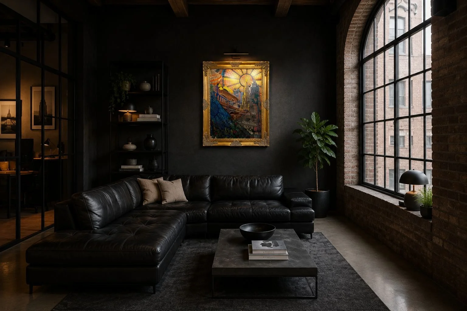The City Beautiful - dark industrial living room.jpg