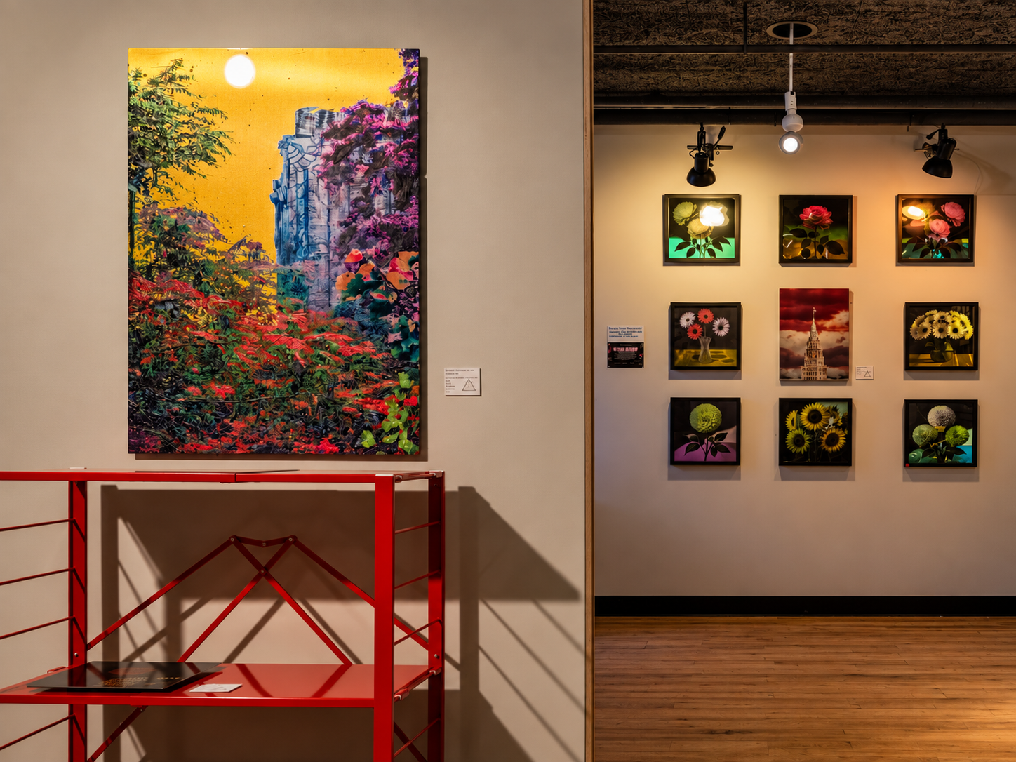 Large-scale work and smaller photographic studies are installed side by side, allowing different bodies of work to exist in conversation with one another.