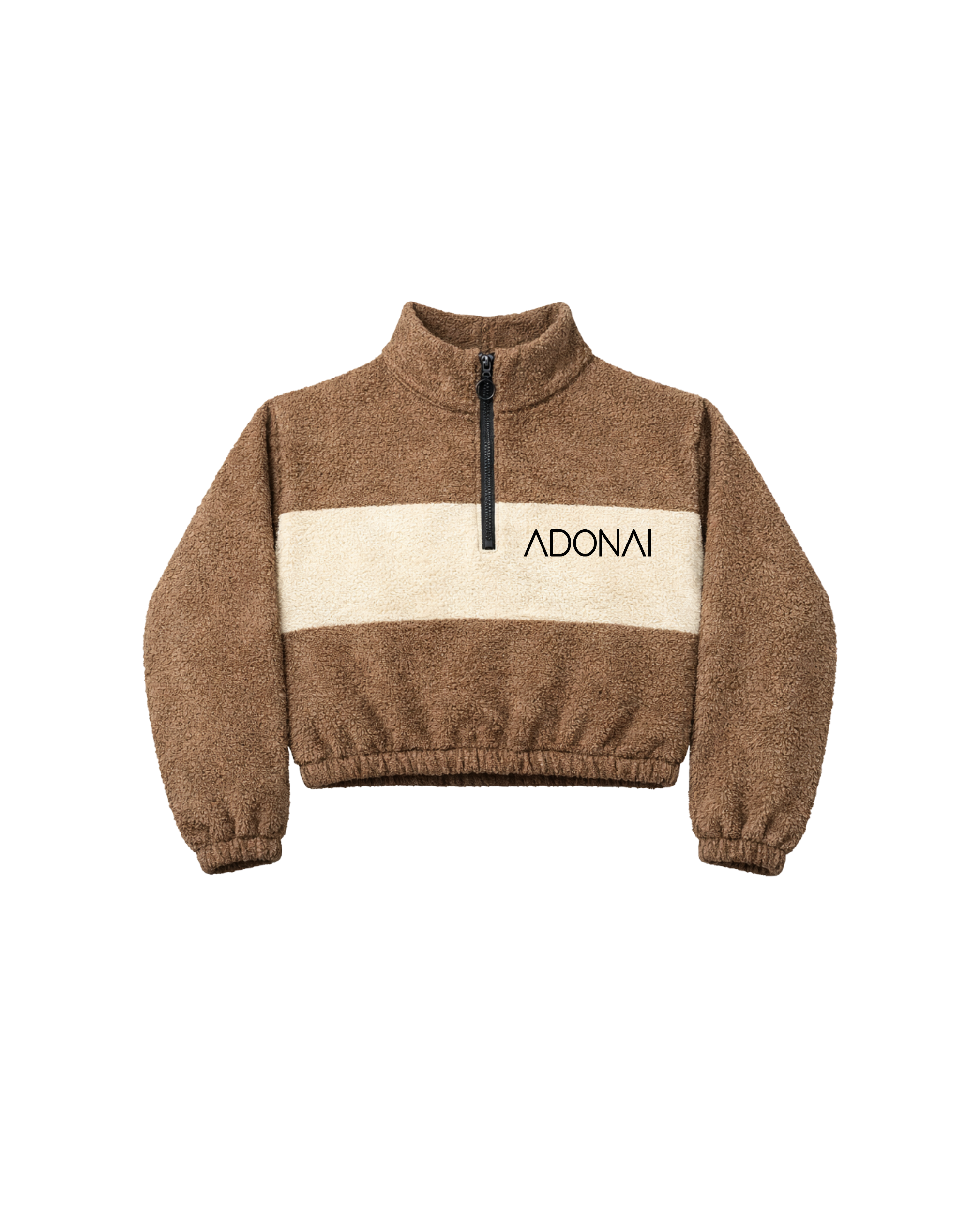 Terry Cloth Block off-white Cropped Quarter Zip