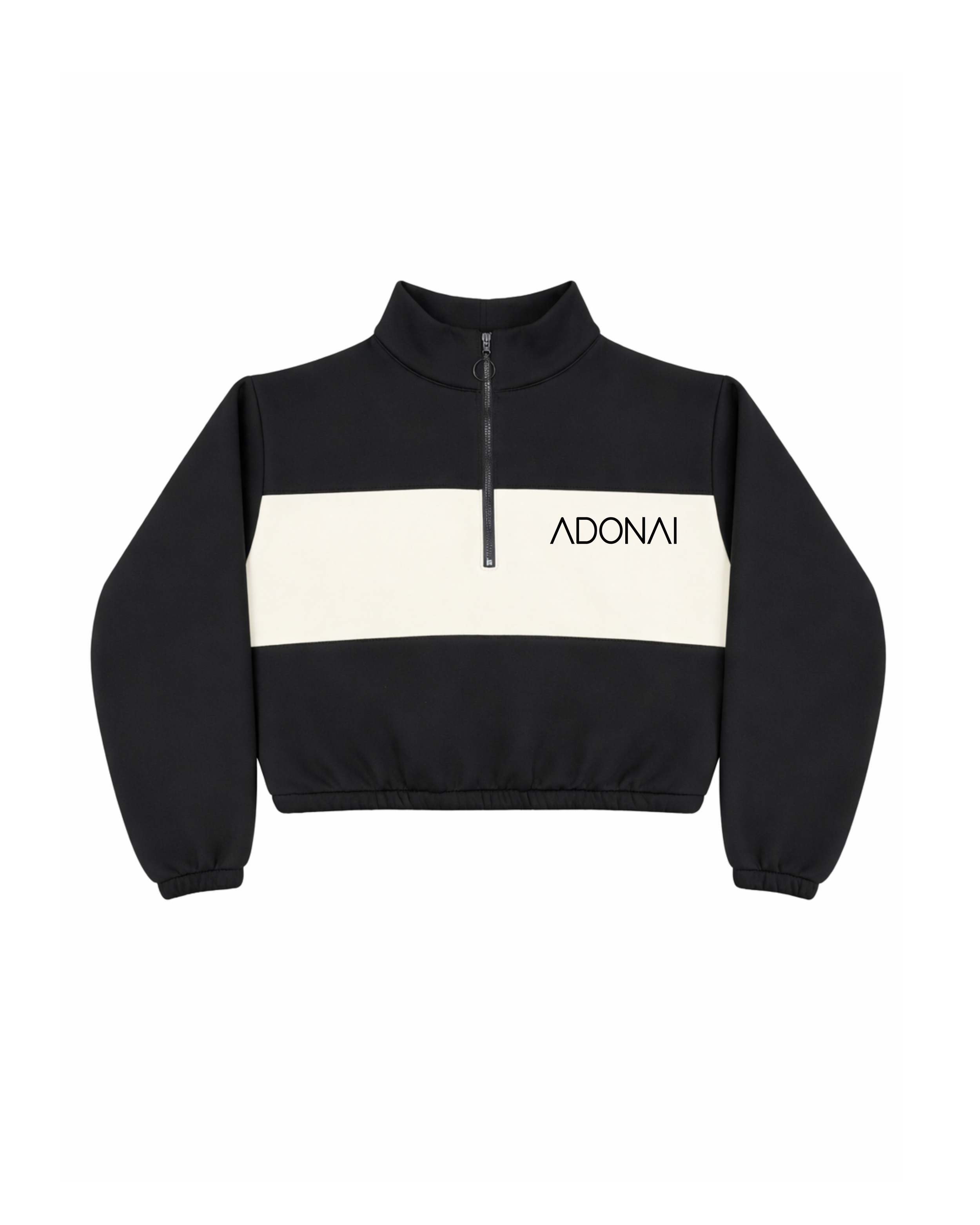 Block Panel Off-White and Black Cropped Quarter Zip