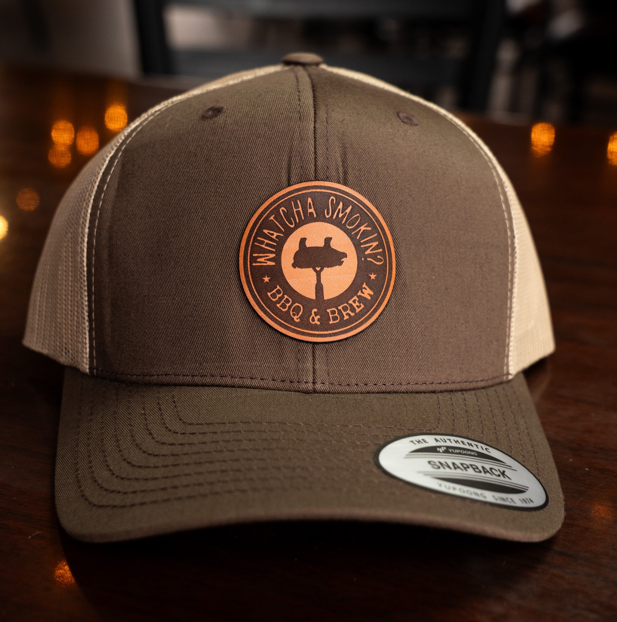 Brown Trucker Hat with Leather Patch