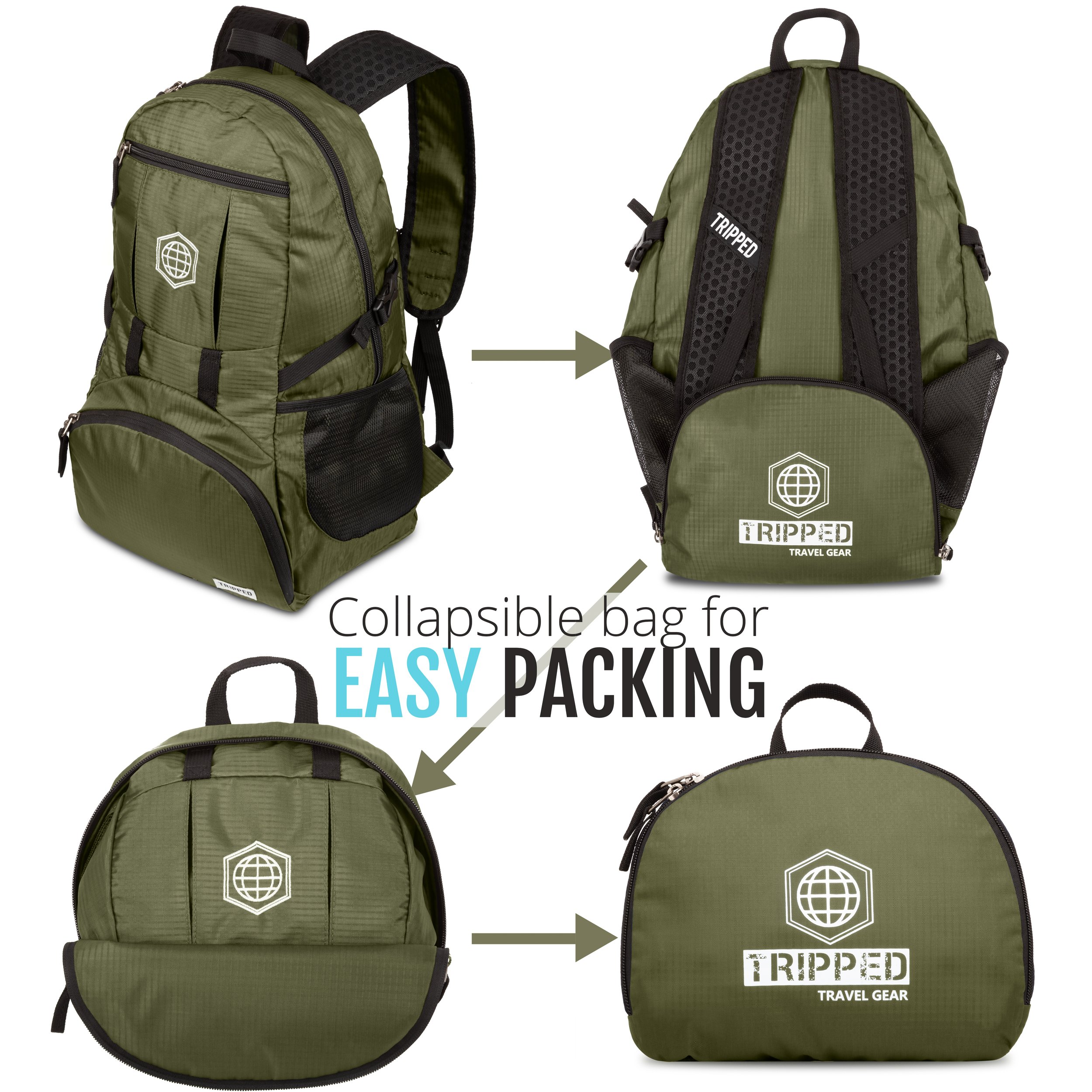 Foldable backpack for travel collapsible backpack packable lightweight travel hiking backpack daybag green steps.jpg