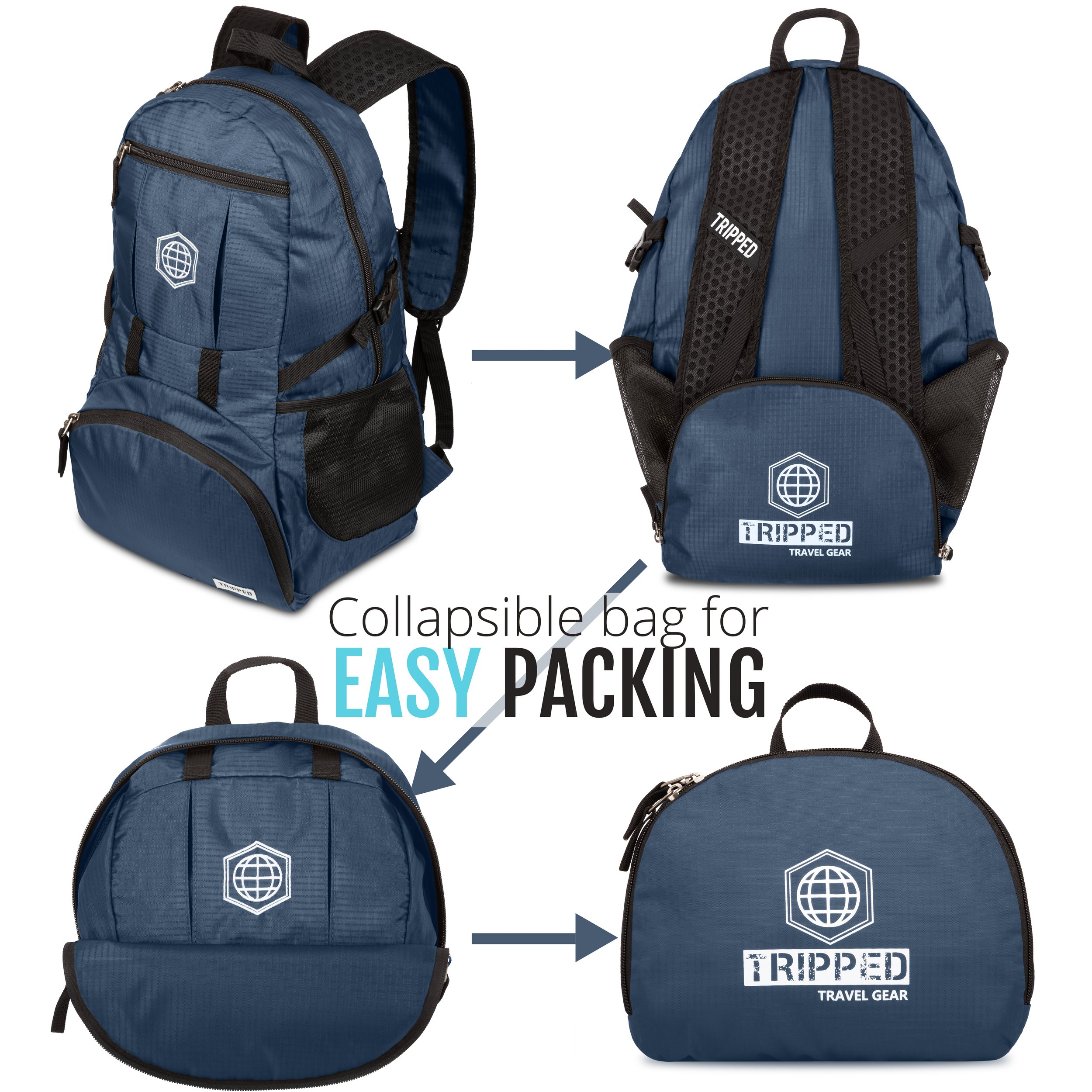Foldable backpack for travel collapsible backpack packable lightweight travel hiking backpack daybag blue steps.jpg