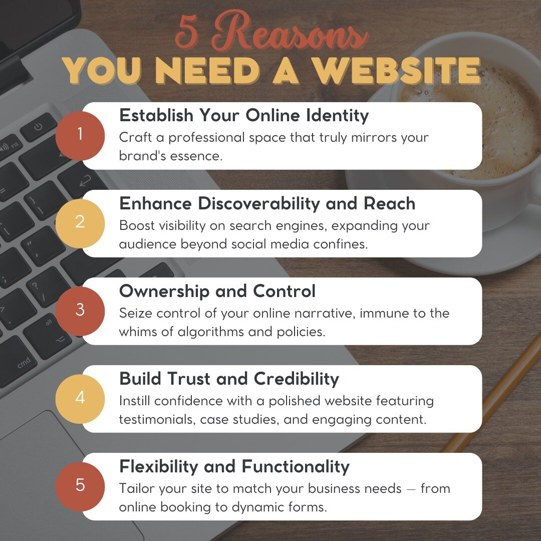 Social media holds undeniable power for audience connection, but it can't replicate the unique benefits of having a dedicated website. Let Chasing Honey help design a website that authentically mirrors your business, showcasing your specials, events,