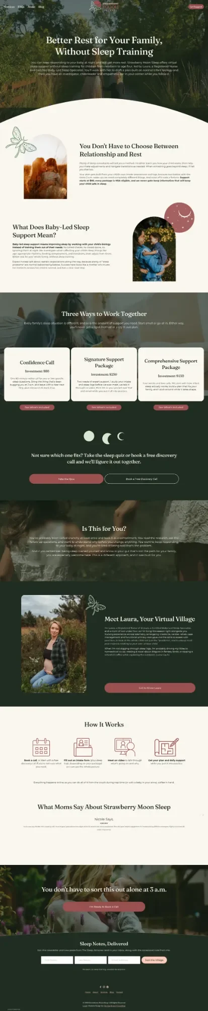 Chasing Honey Consulting designed Strawberry Moon Sleep website. 